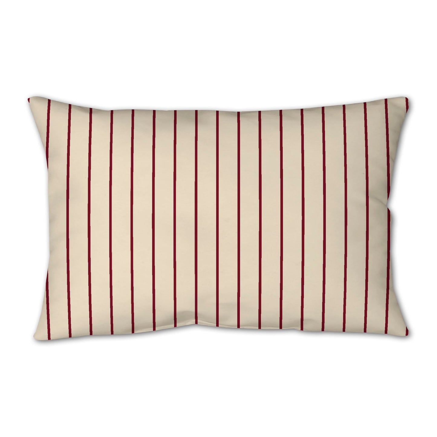 Beige Spun Polyester Throw Pillow with Fine Burgundy Red Stripes on Front 25 x 18 inches / 63.5 x 66 cm