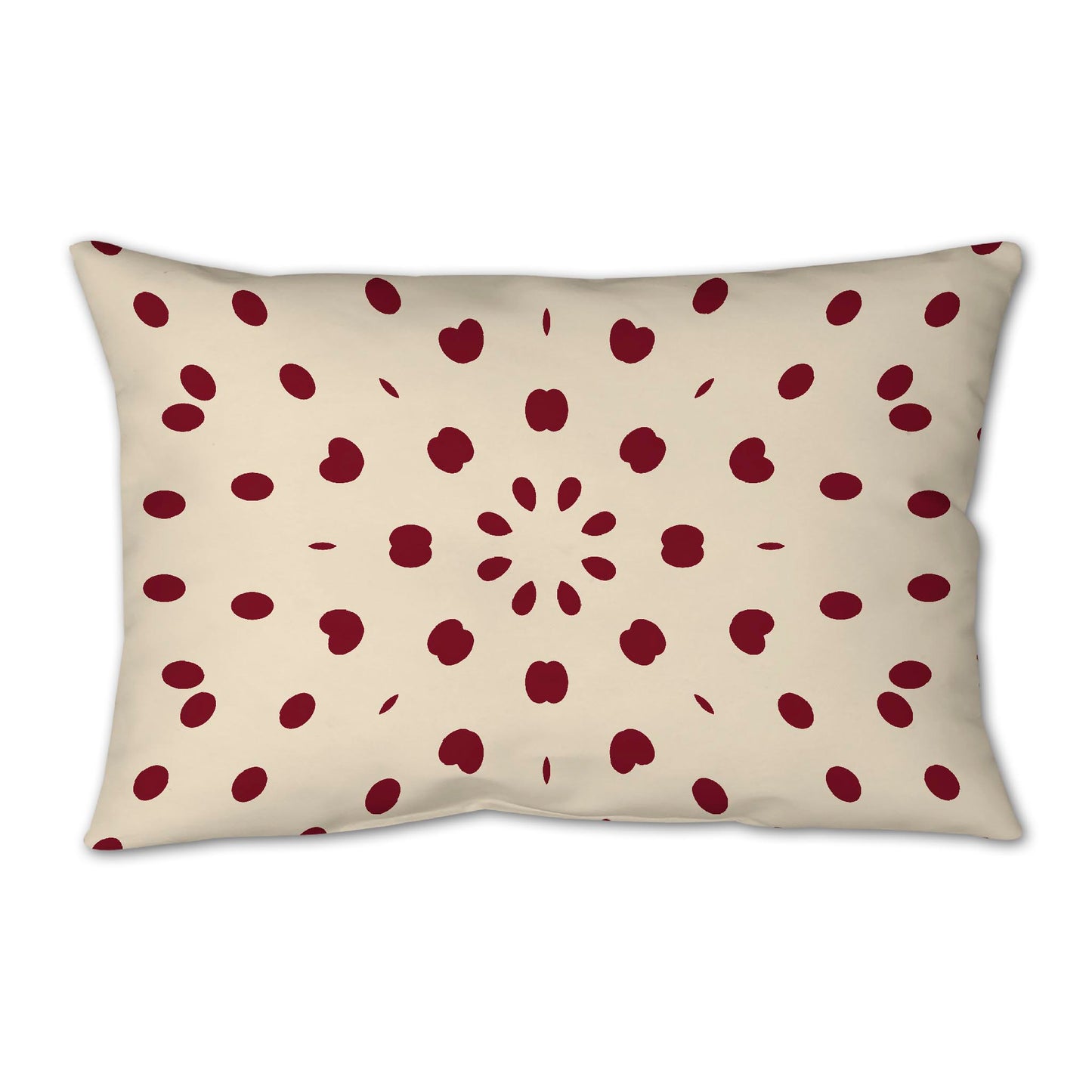 Beige Spun Polyester Throw Pillow with Burgundy Red Burst Pattern on Front 25 x 18 inches / 63.5 x 66 cm