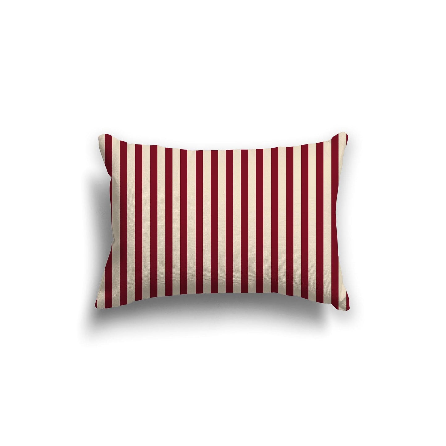 Beige Spun Polyester Throw Pillow with Thin Burgundy Red Bars on Front 20 x 14 inches / 51 x 36 cm