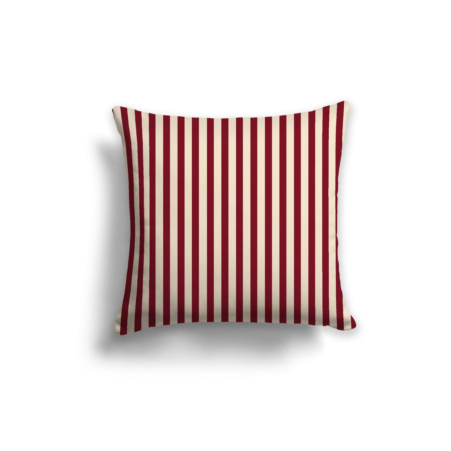 Beige Spun Polyester Throw Pillow with Thin Burgundy Red Bars on Front 20 x 20 inches / 51 x 51 cm