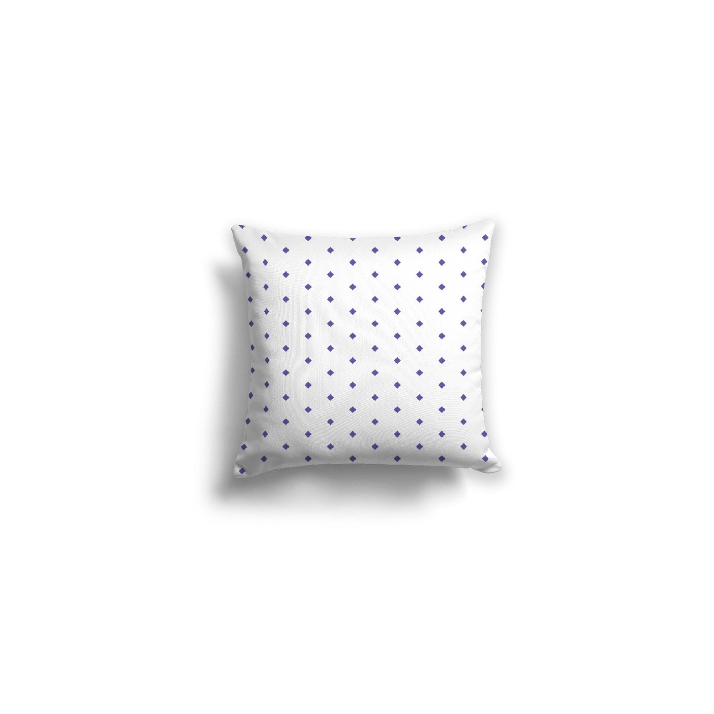 White Spun Polyester Throw Pillow with Fine Purple Diamonds on Front 14 x 14 inches / 36 x 36 cm