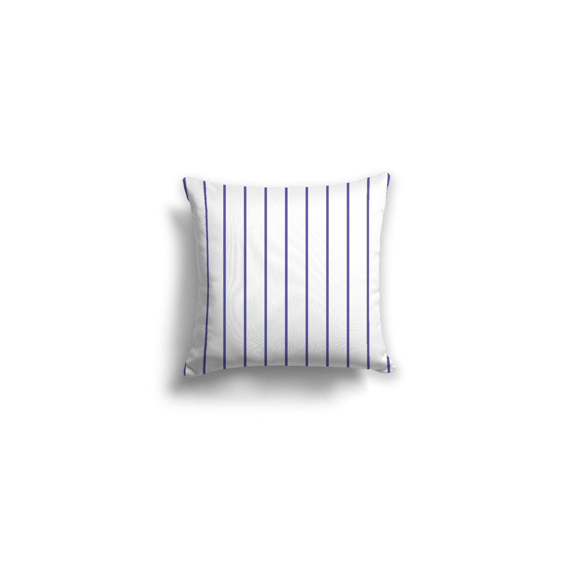 White Spun Polyester Throw Pillow with Fine Purple Stripes on Front 14 x 14 inches / 36 x 36 cm