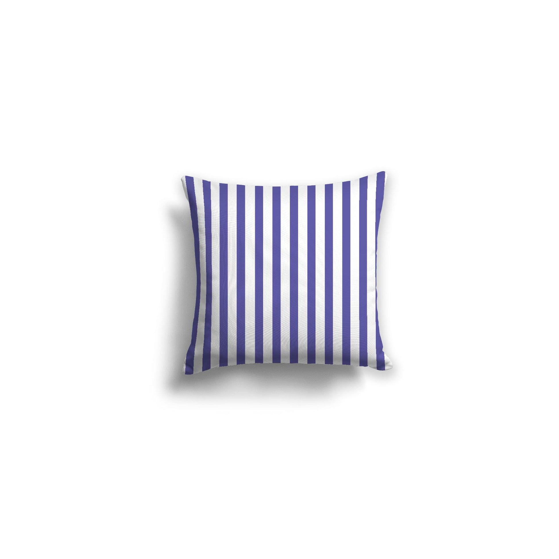 White Spun Polyester Throw Pillow with Thin Purple Bars on Front 14 x 14 inches / 36 x 36 cm