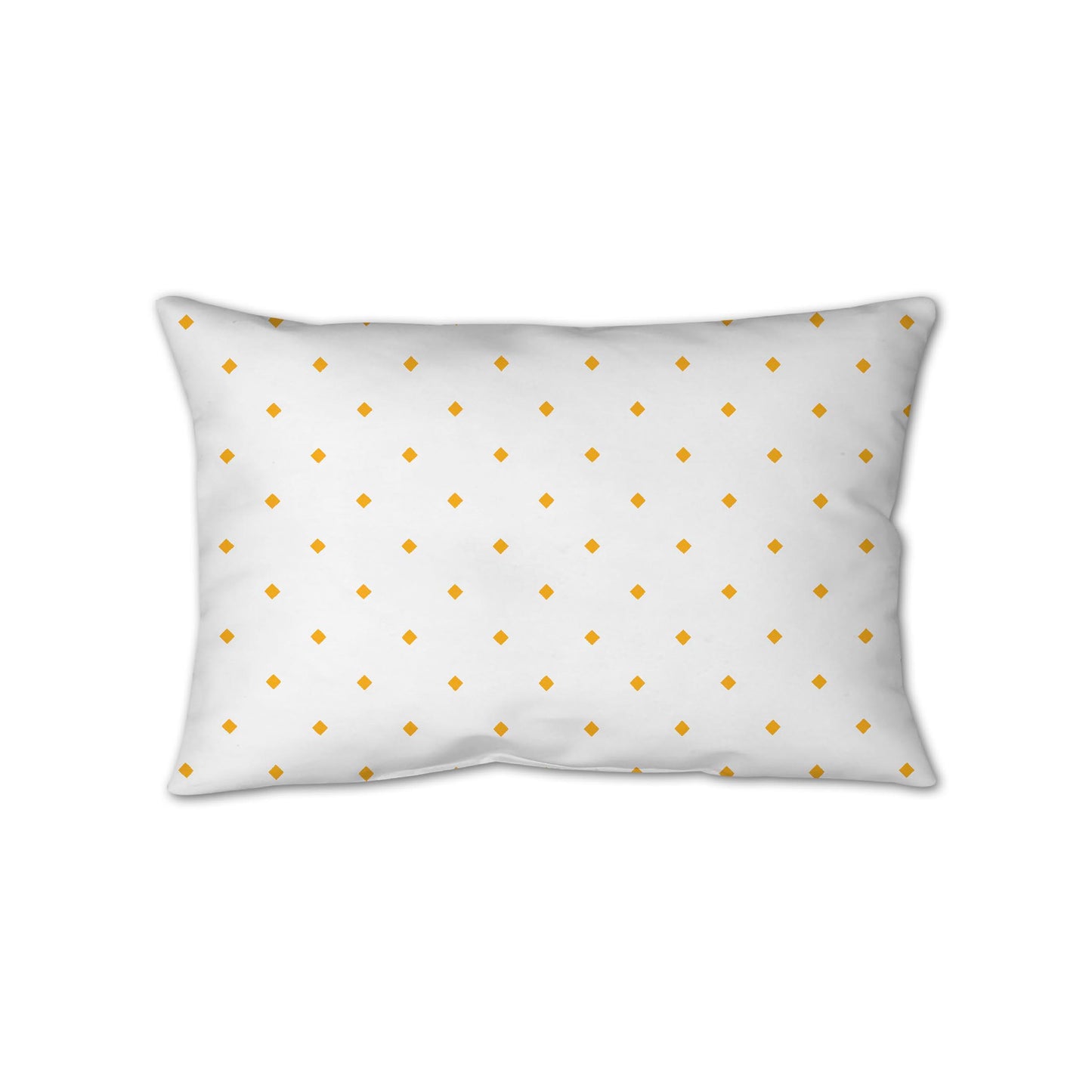 White Spun Polyester Throw Pillow with Yellow-Orange Diamonds on Front, USCU-1390-101