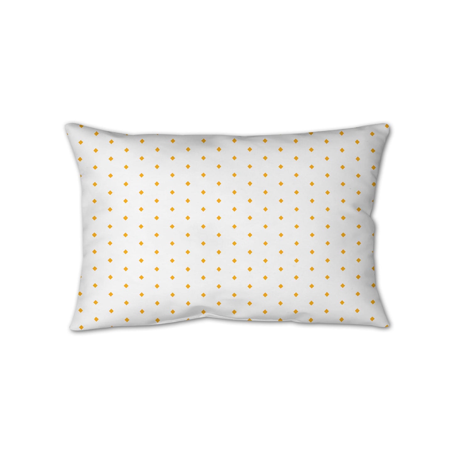 White Spun Polyester Throw Pillow with Fine Yellow-Orange Diamonds on Front, USCU-1390-111