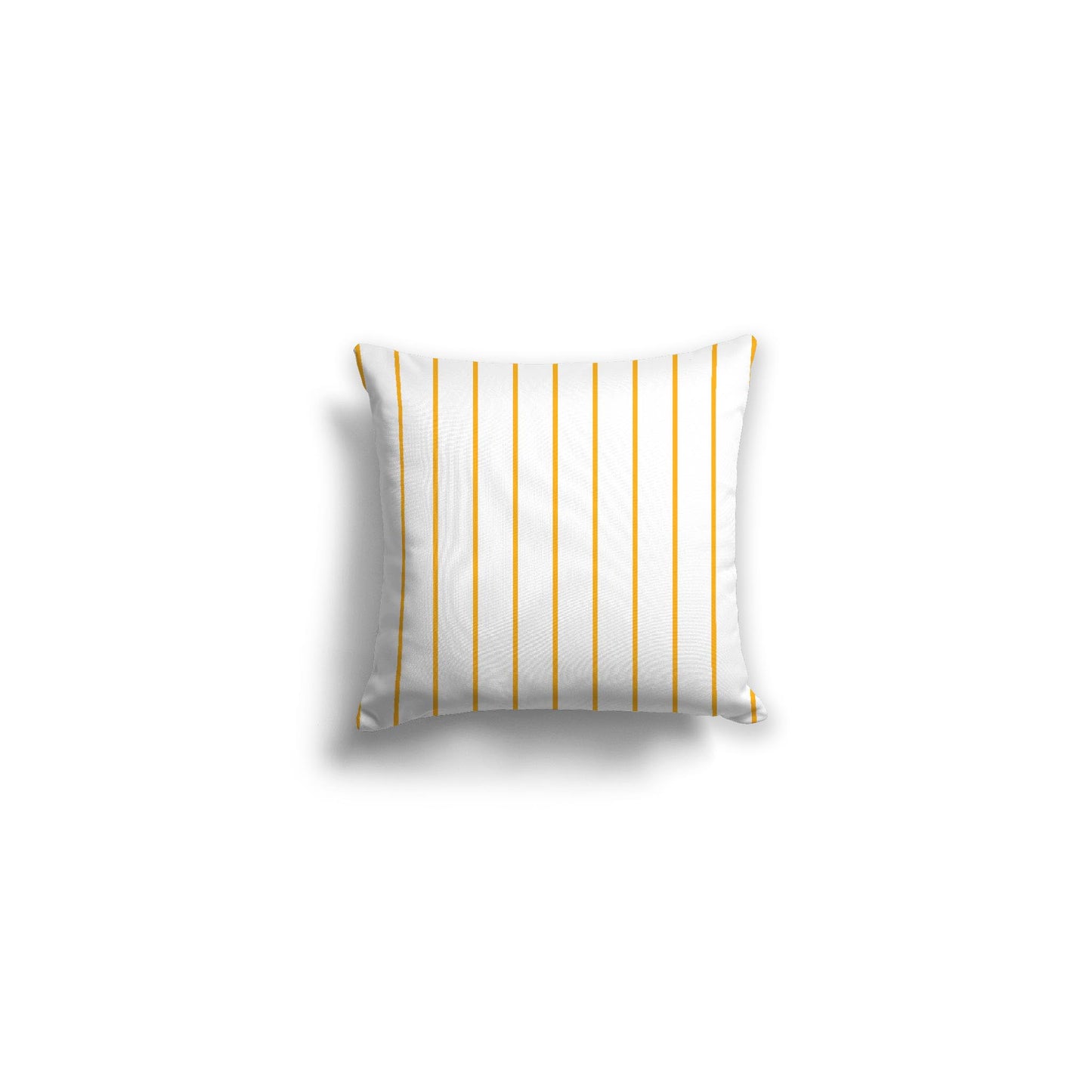 White Spun Polyester Throw Pillow with Fine Yellow-Orange Stripes on Front, USCU-1390-151