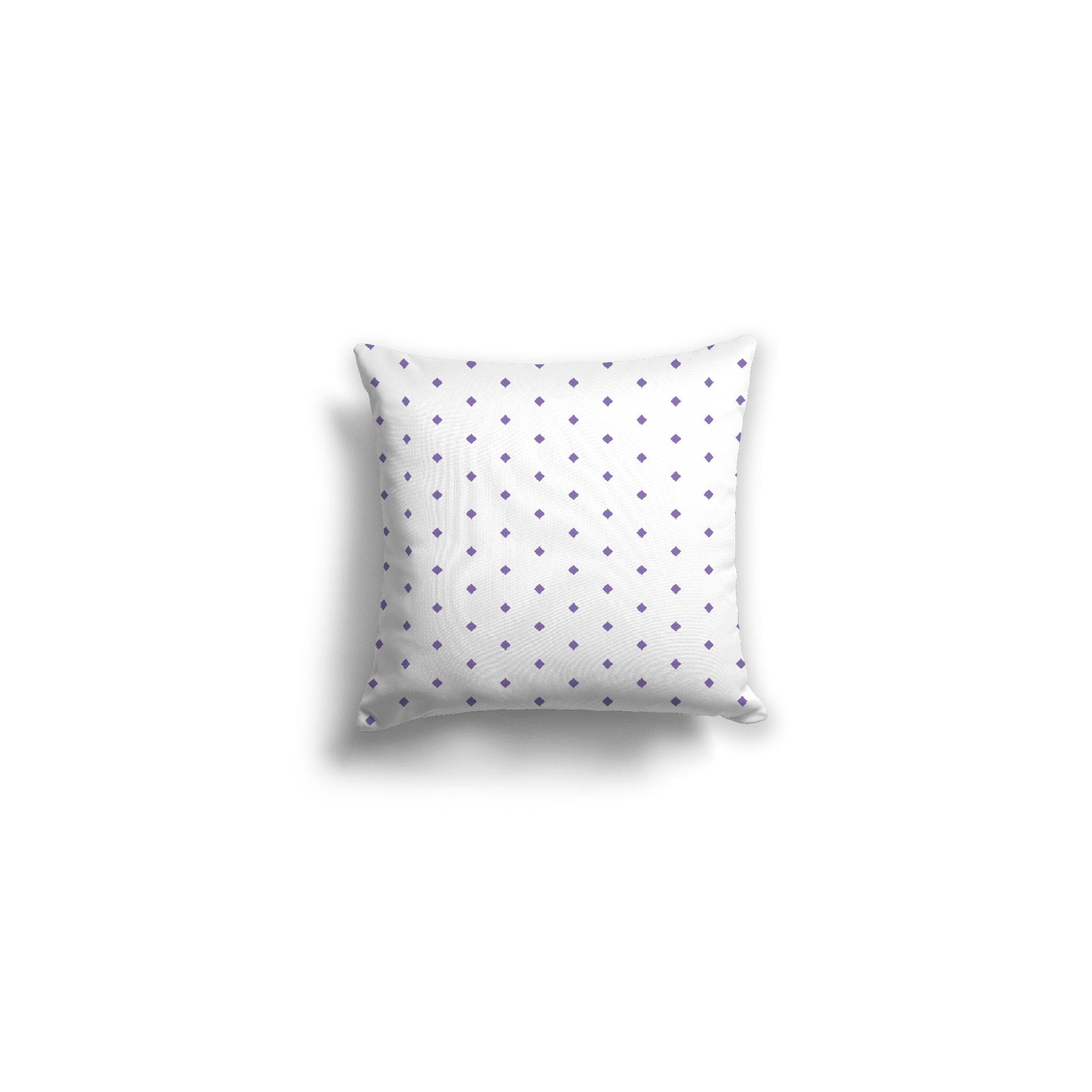 White Spun Polyester Throw Pillow with Fine Mauve Diamonds on Front 14 x 14 inches / 36 x 36 cm
