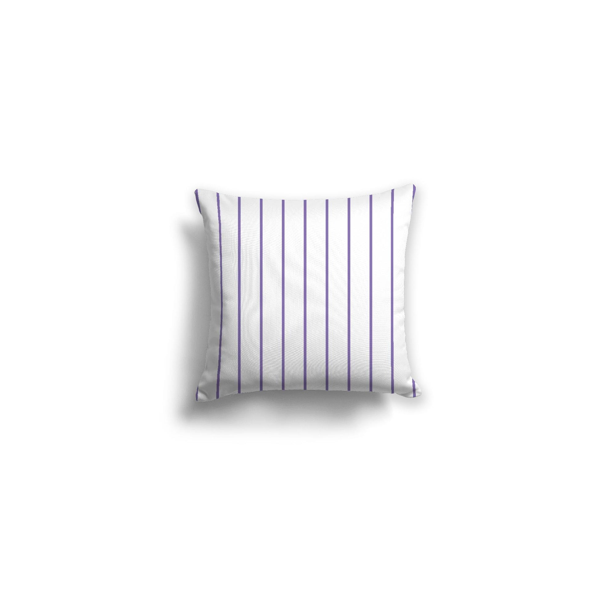 White Spun Polyester Throw Pillow with Fine Mauve Stripes on Front 14 x 14 inches / 36 x 36 cm