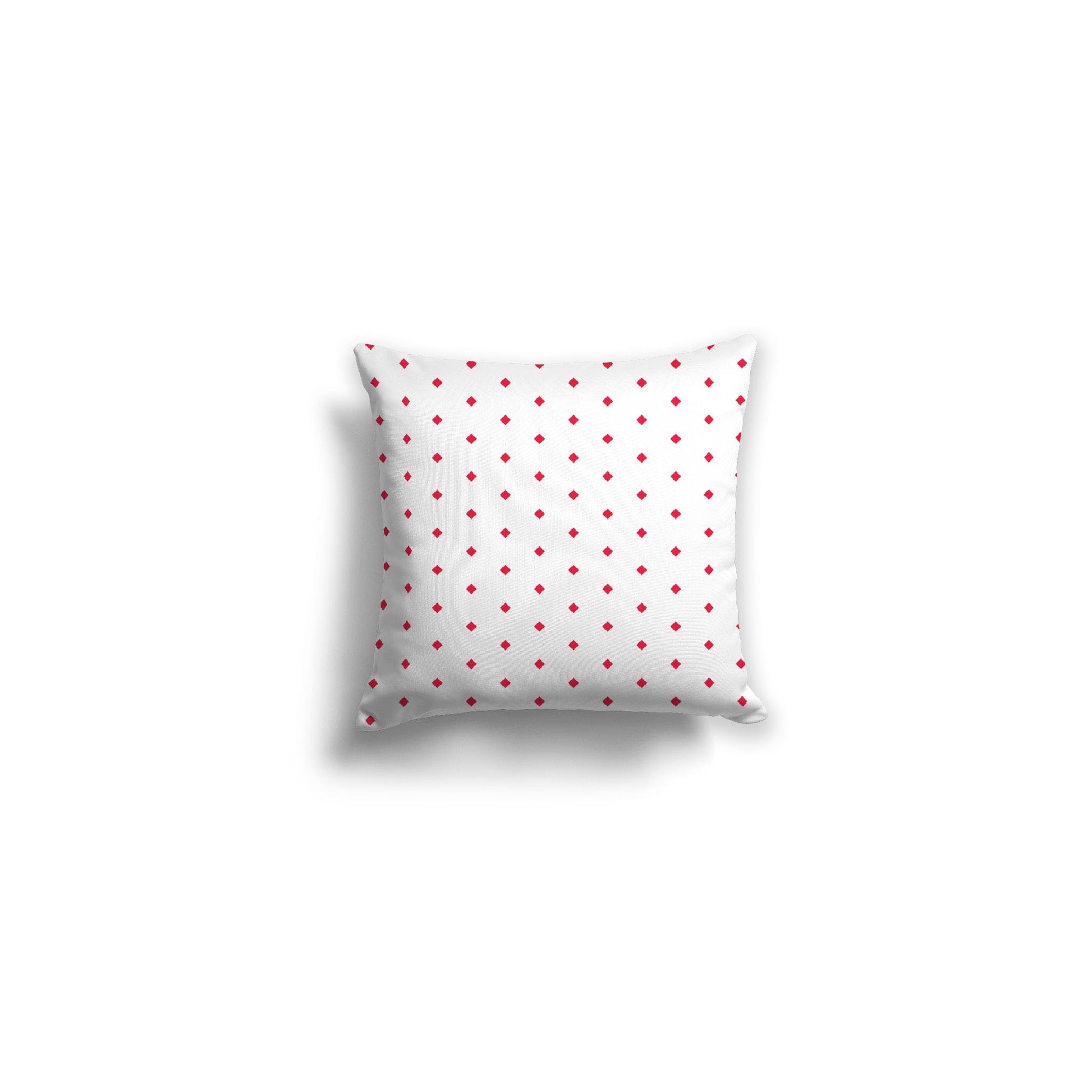 White Spun Polyester Throw Pillow with Fine Red Diamonds on Front 14 x 14 inches / 36 x 36 cm