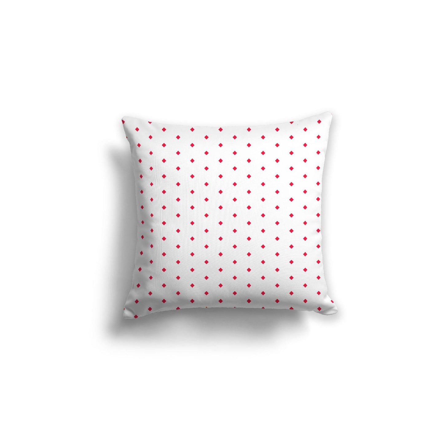 White Spun Polyester Throw Pillow with Fine Red Diamonds on Front 18 x 18 inches / 46 x 46 cm