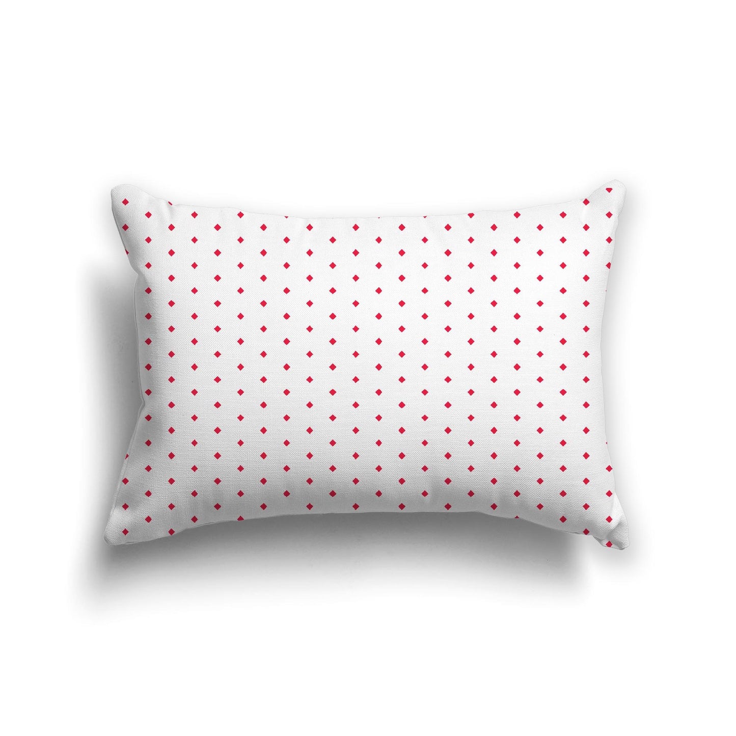 White Spun Polyester Throw Pillow with Fine Red Diamonds on Front 25 x 18 inches / 63.5 x 66 cm