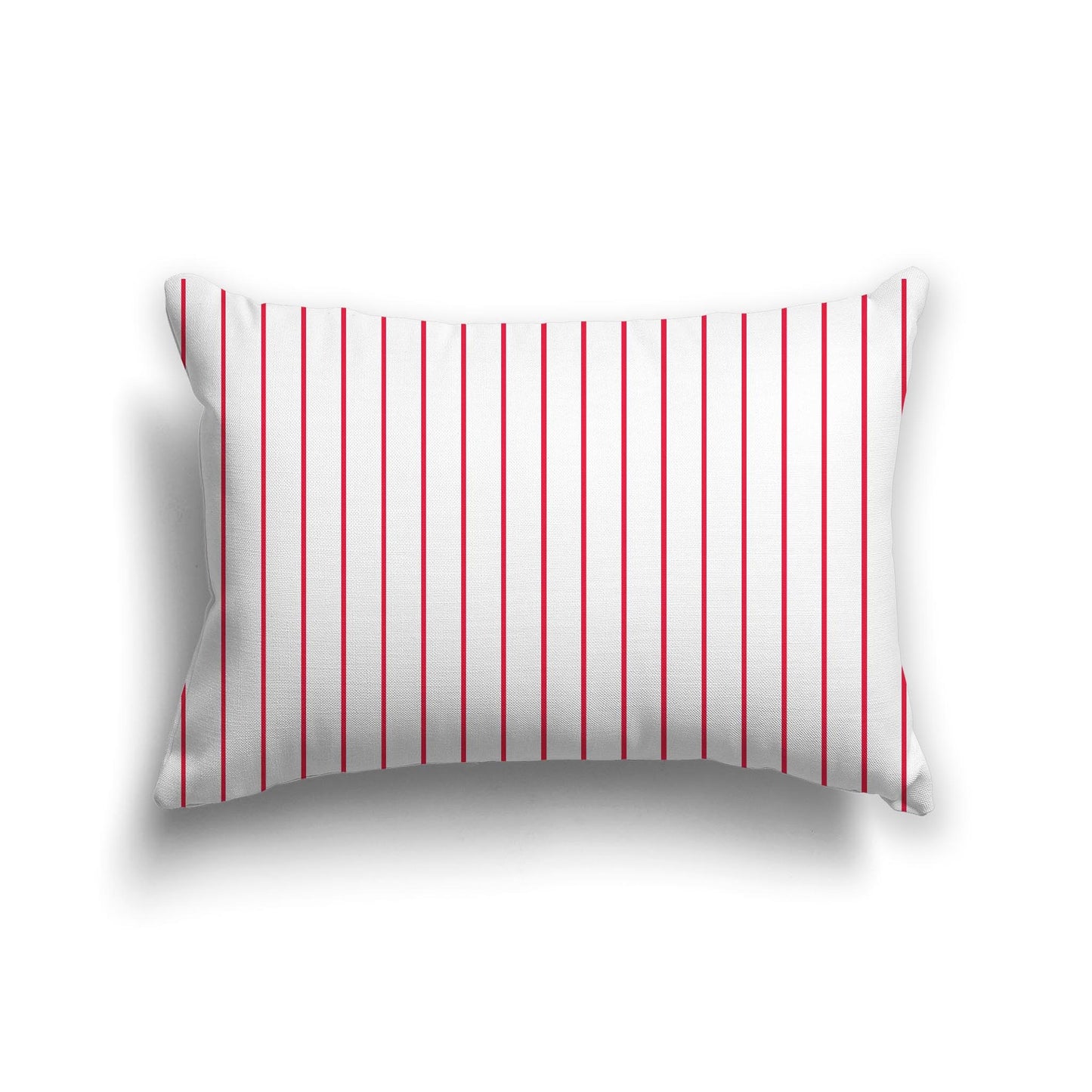 White Spun Polyester Throw Pillow with Fine Red Stripes on Front 25 x 18 inches / 63.5 x 66 cm
