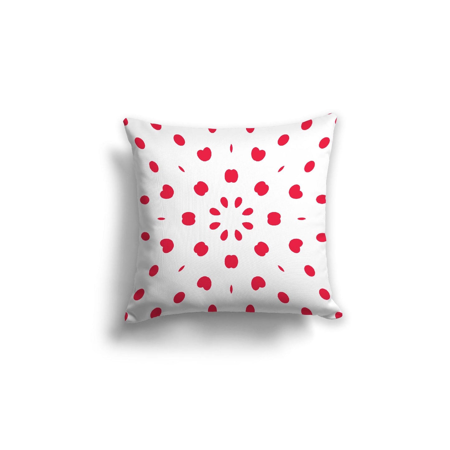 White Spun Polyester Throw Pillow with Red Burst Pattern on Front 18 x 18 inches / 46 x 46 cm