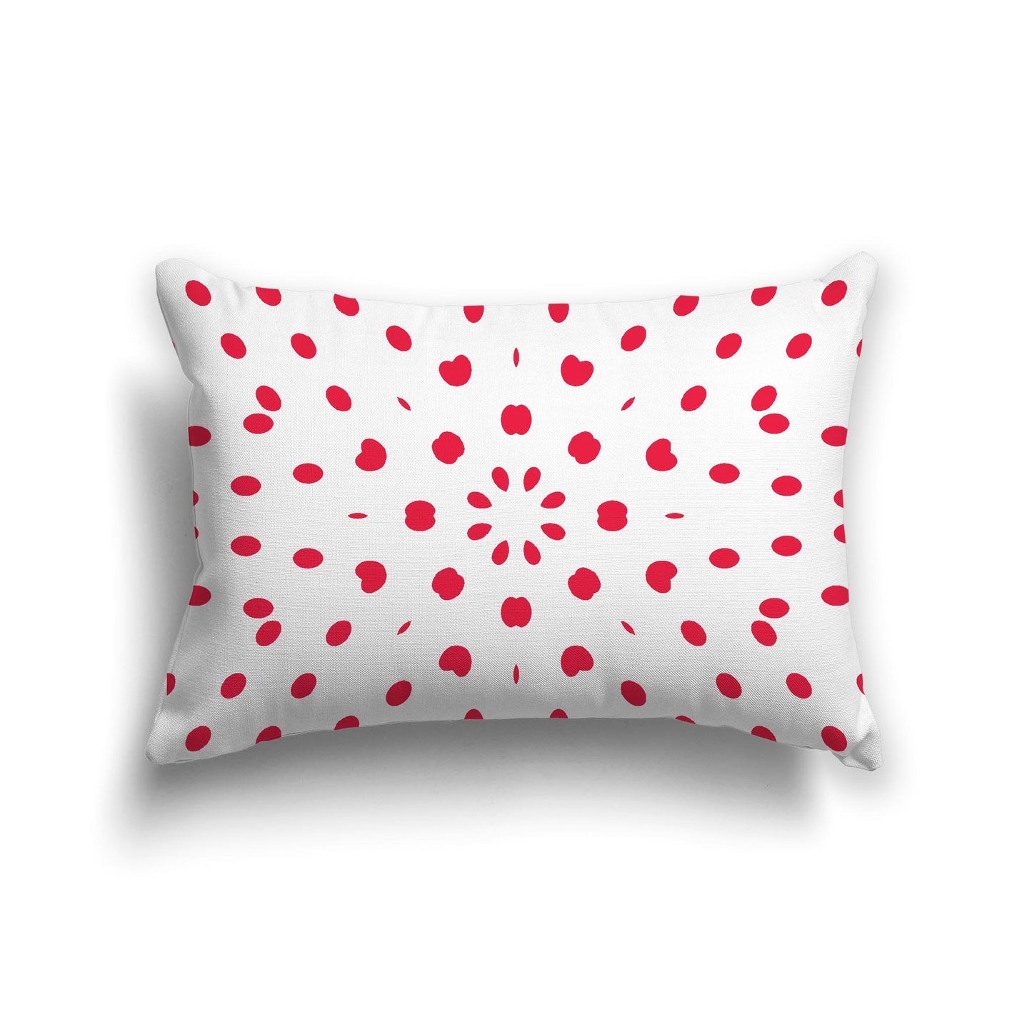 White Spun Polyester Throw Pillow with Red Burst Pattern on Front 25 x 18 inches / 63.5 x 66 cm
