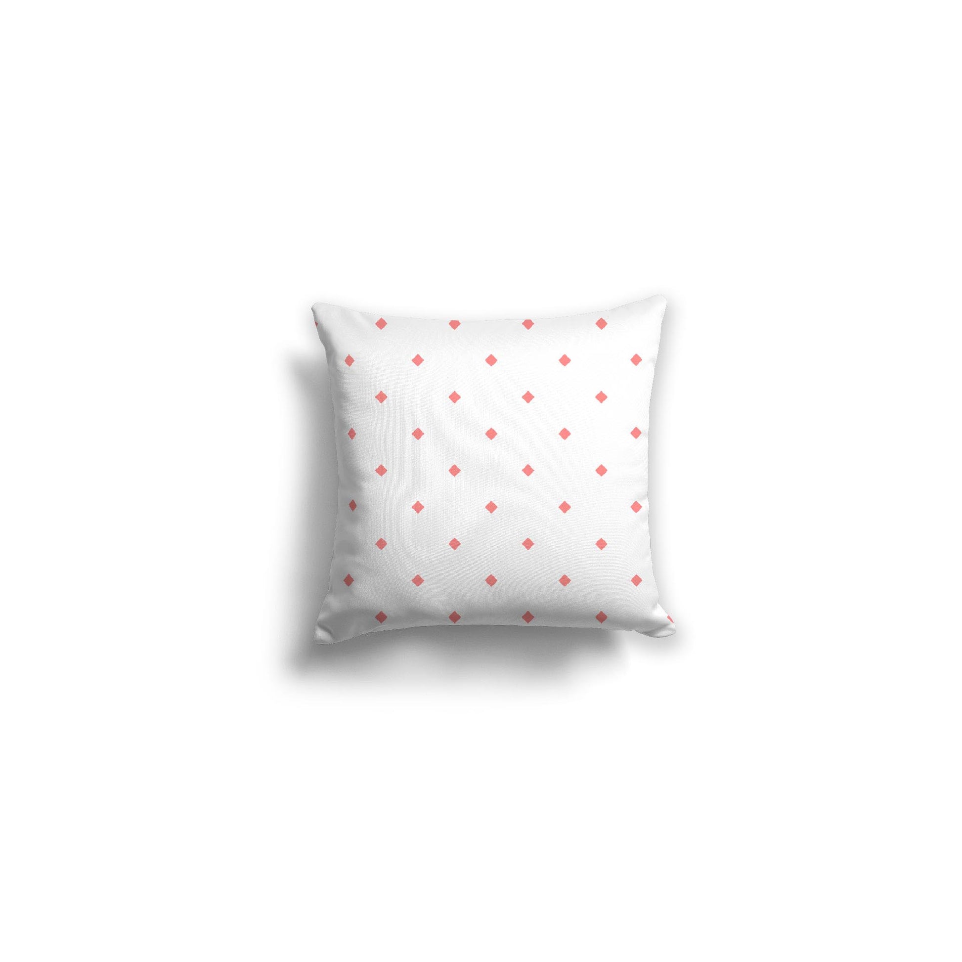 White Spun Polyester Throw Pillow with Pink Diamonds on Front 14 x 14 inches / 36 x 36 cm