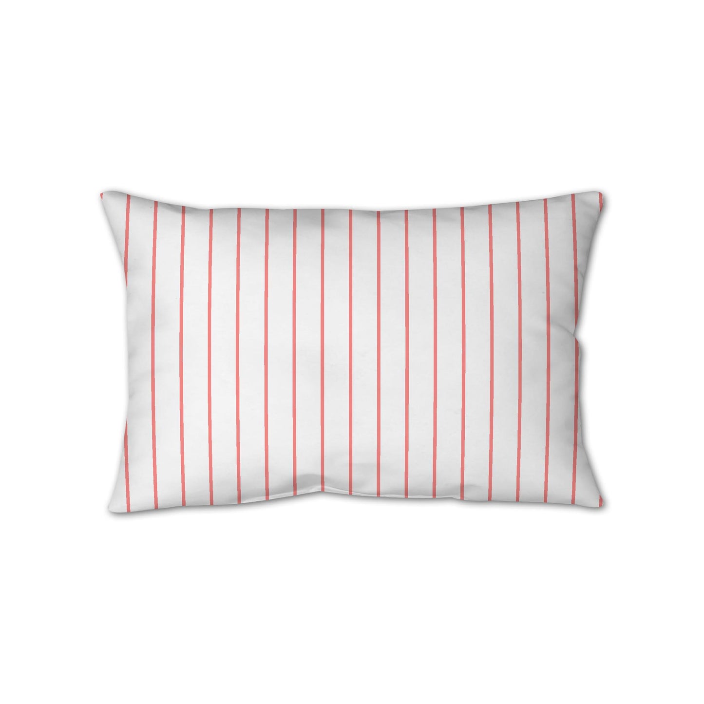 White Spun Polyester Throw Pillow with Fine Pink Stripes on Front 25 x 18 inches / 63.5 x 66 cm