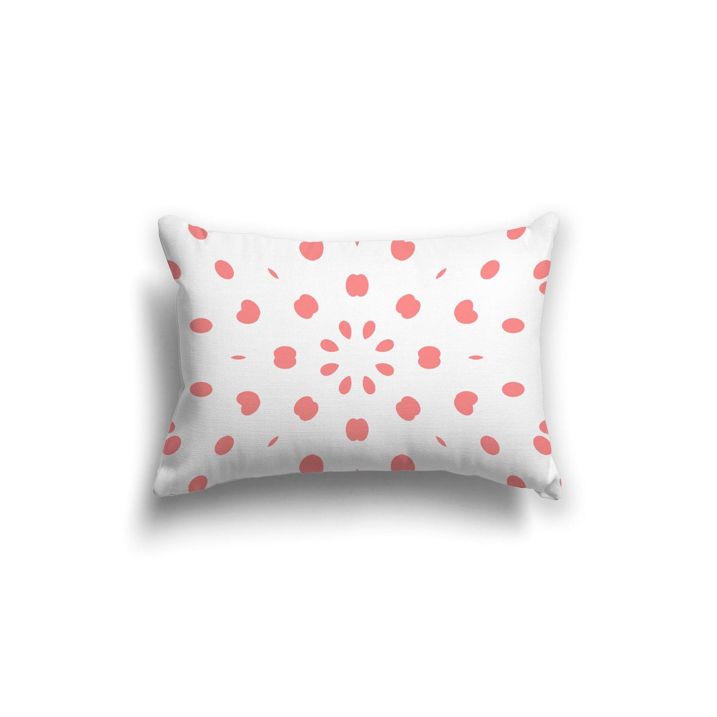 White Spun Polyester Throw Pillow with Pink Burst Pattern on Front 20 x 14 inches / 51 x 36 cm
