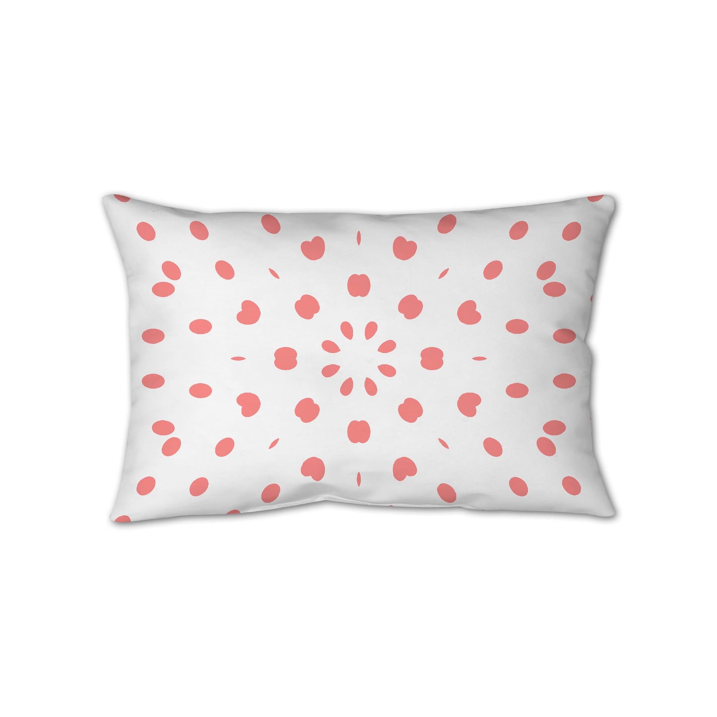 White Spun Polyester Throw Pillow with Pink Burst Pattern on Front 25 x 18 inches / 63.5 x 66 cm