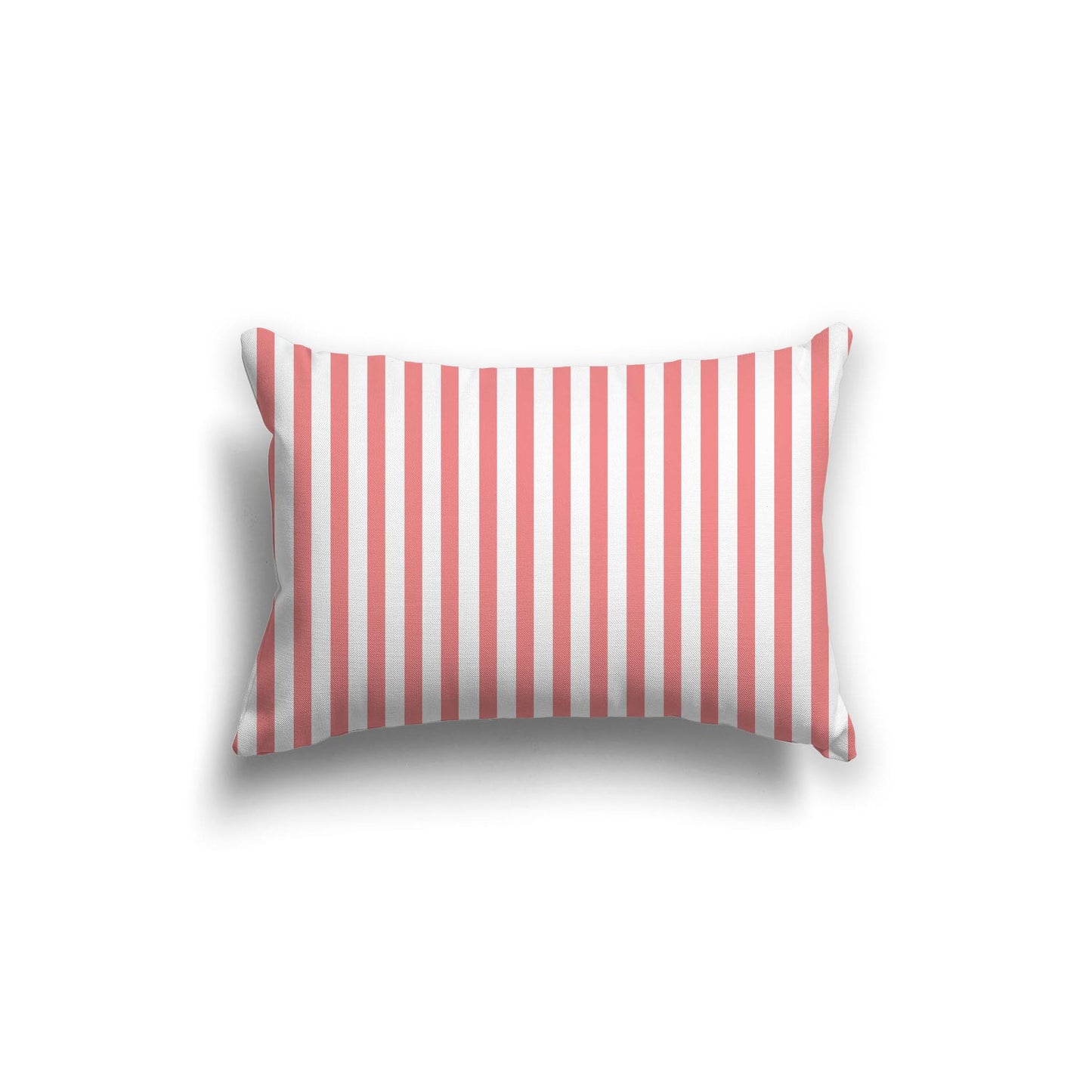White Spun Polyester Throw Pillow with Thin Pink Bars on Front 20 x 14 inches / 51 x 36 cm
