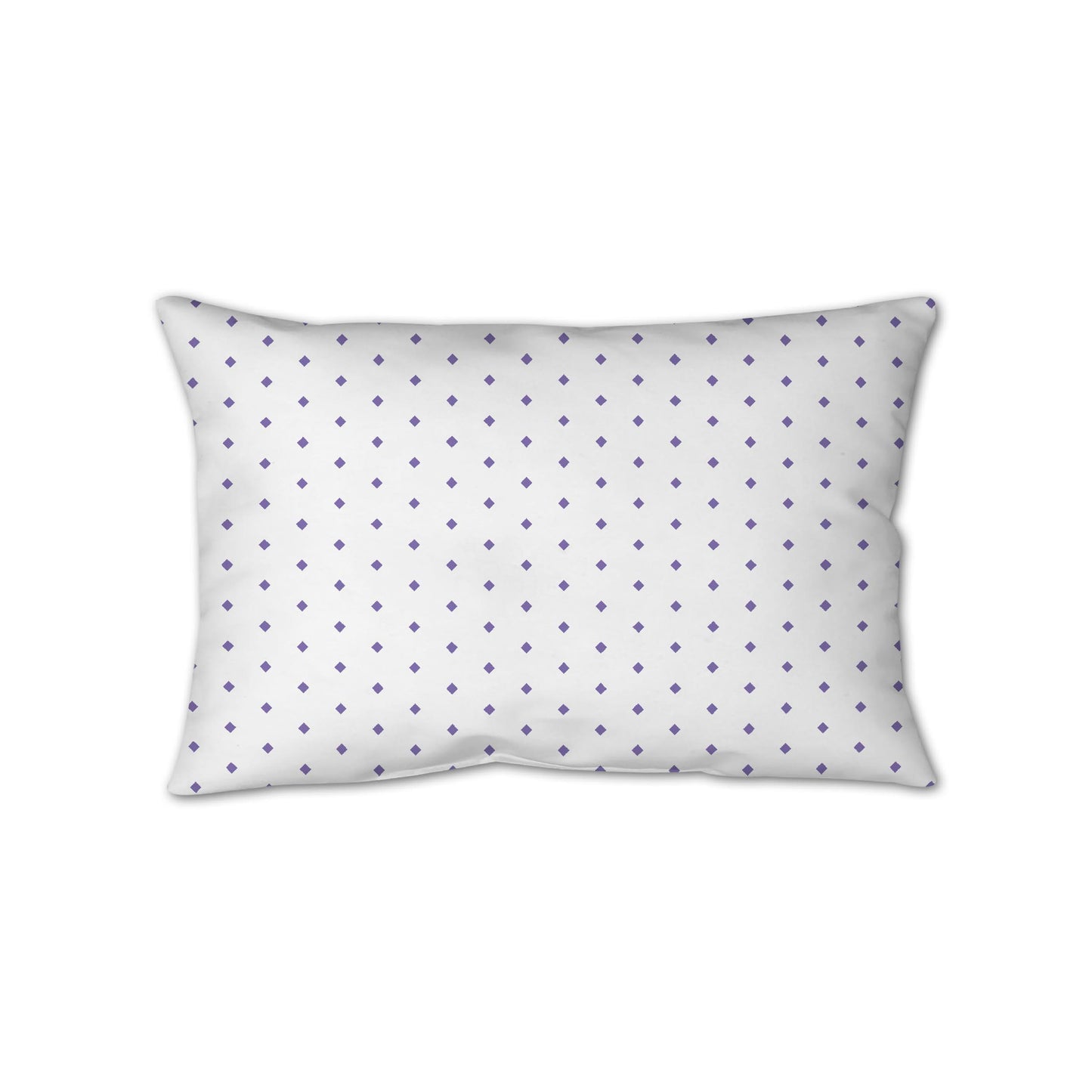 White Spun Polyester Throw Pillow with Fine Purple Diamonds on Front 25 x 18 inches / 63.5 x 66 cm