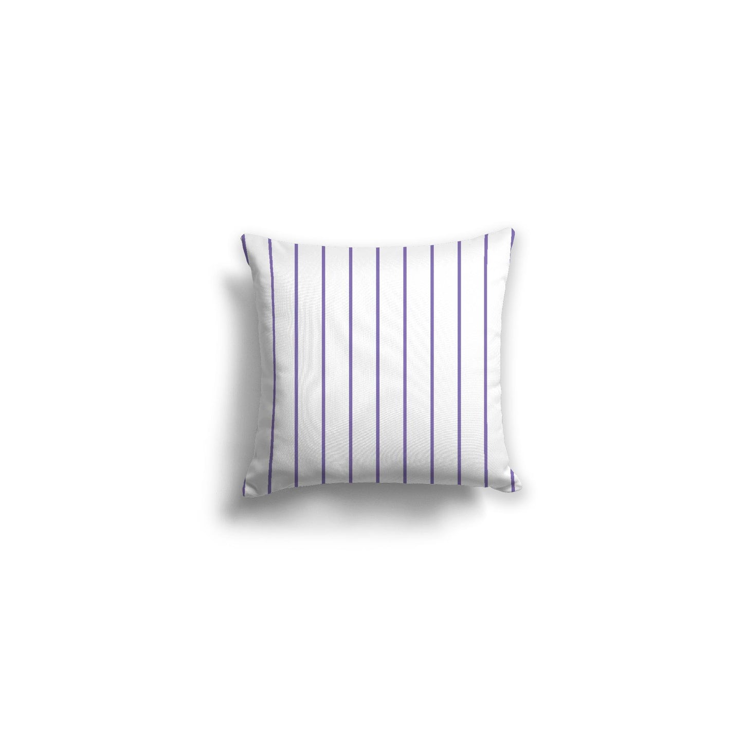 White Spun Polyester Throw Pillow with Fine Purple Stripes on Front 14 x 14 inches / 36 x 36 cm