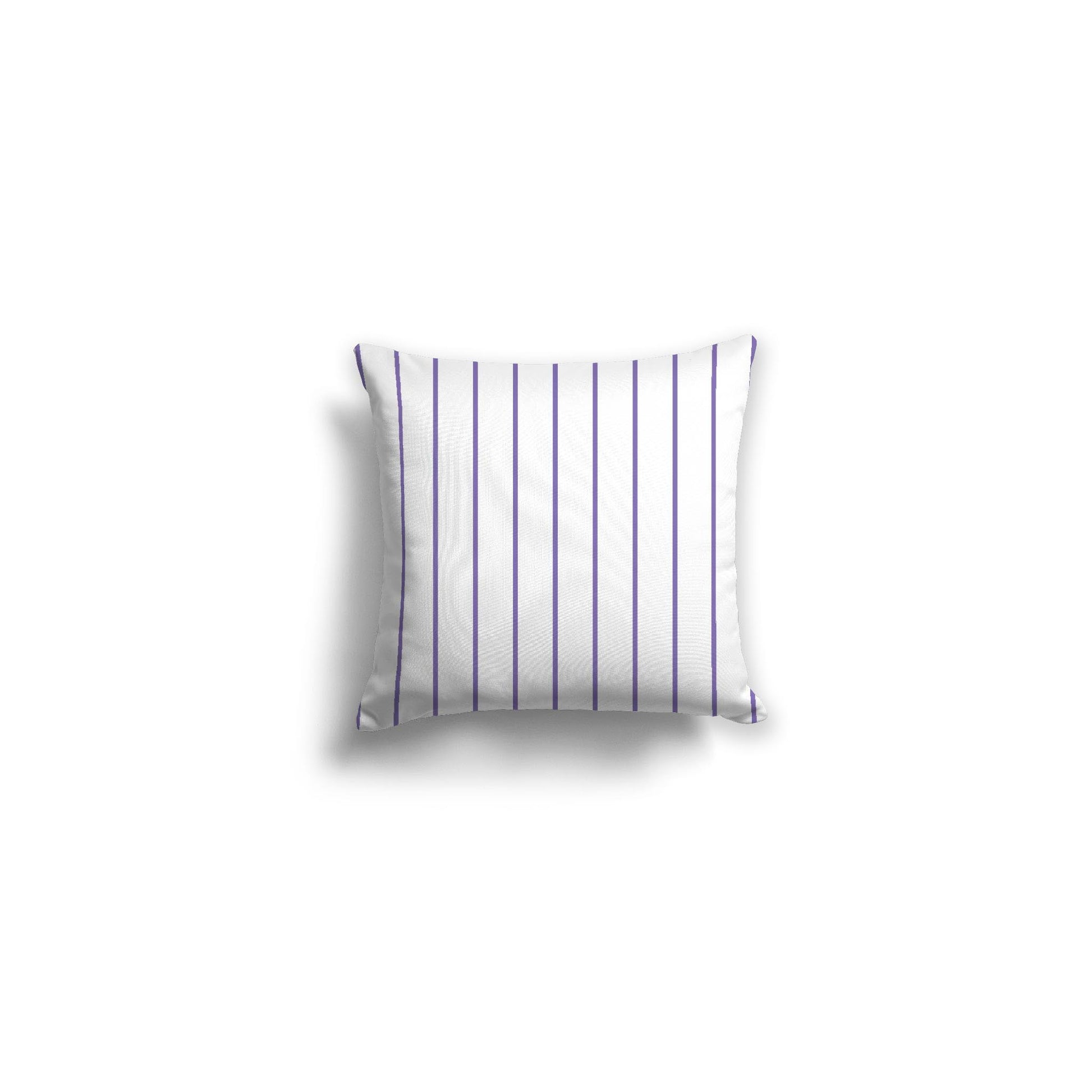 White Spun Polyester Throw Pillow with Fine Purple Stripes on Front 14 x 14 inches / 36 x 36 cm