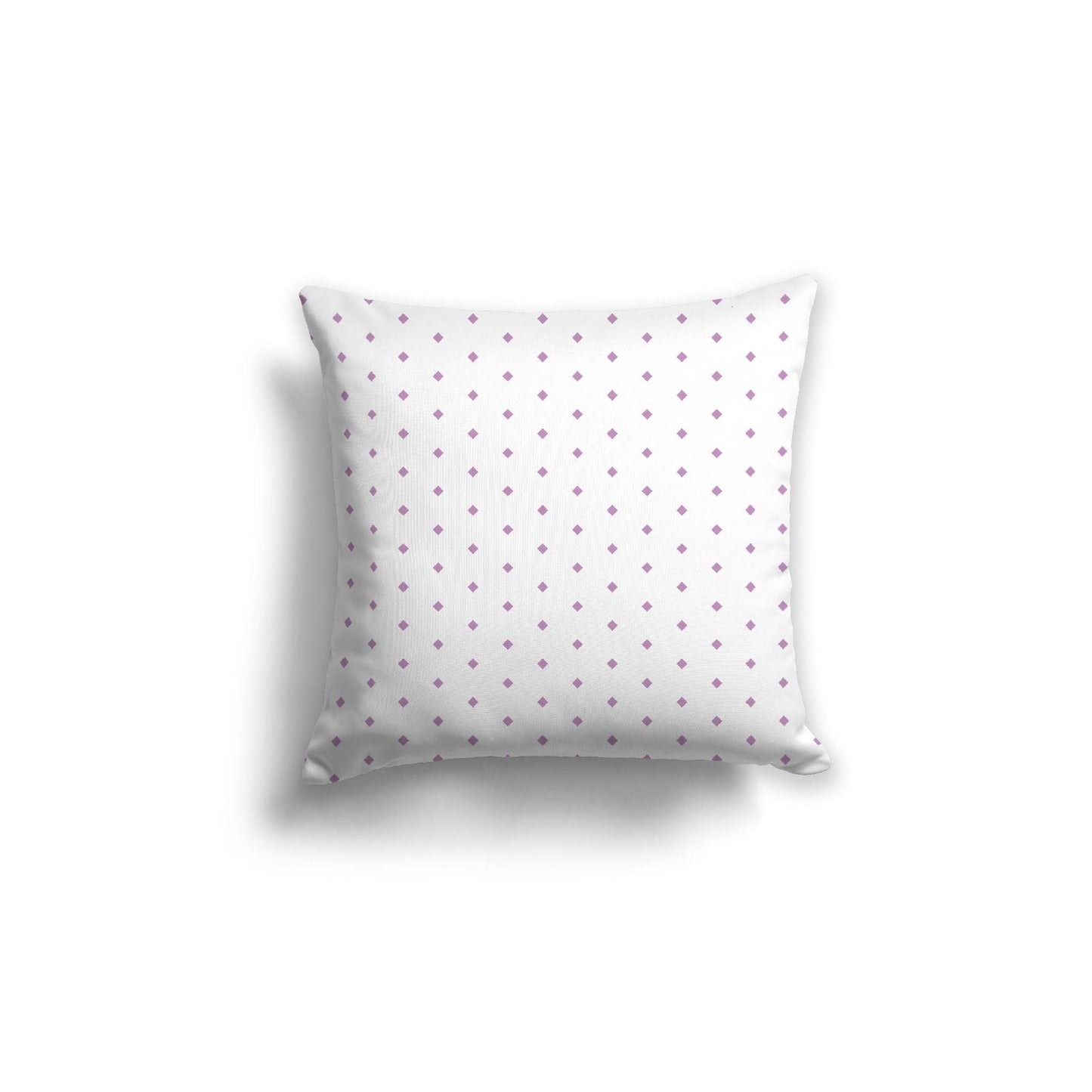 White Spun Polyester Throw Pillow with Fine Mauve Diamonds on Front 18 x 18 inches / 46 x 46 cm