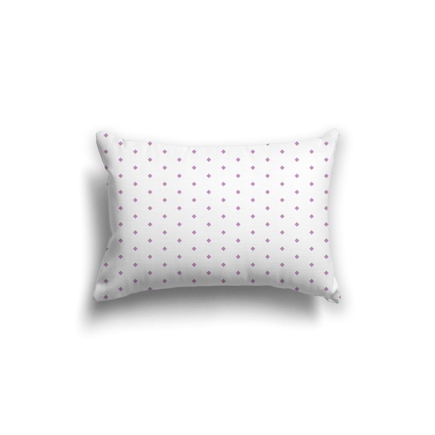 White Spun Polyester Throw Pillow with Fine Mauve Diamonds on Front 20 x 14 inches / 51 x 36 cm