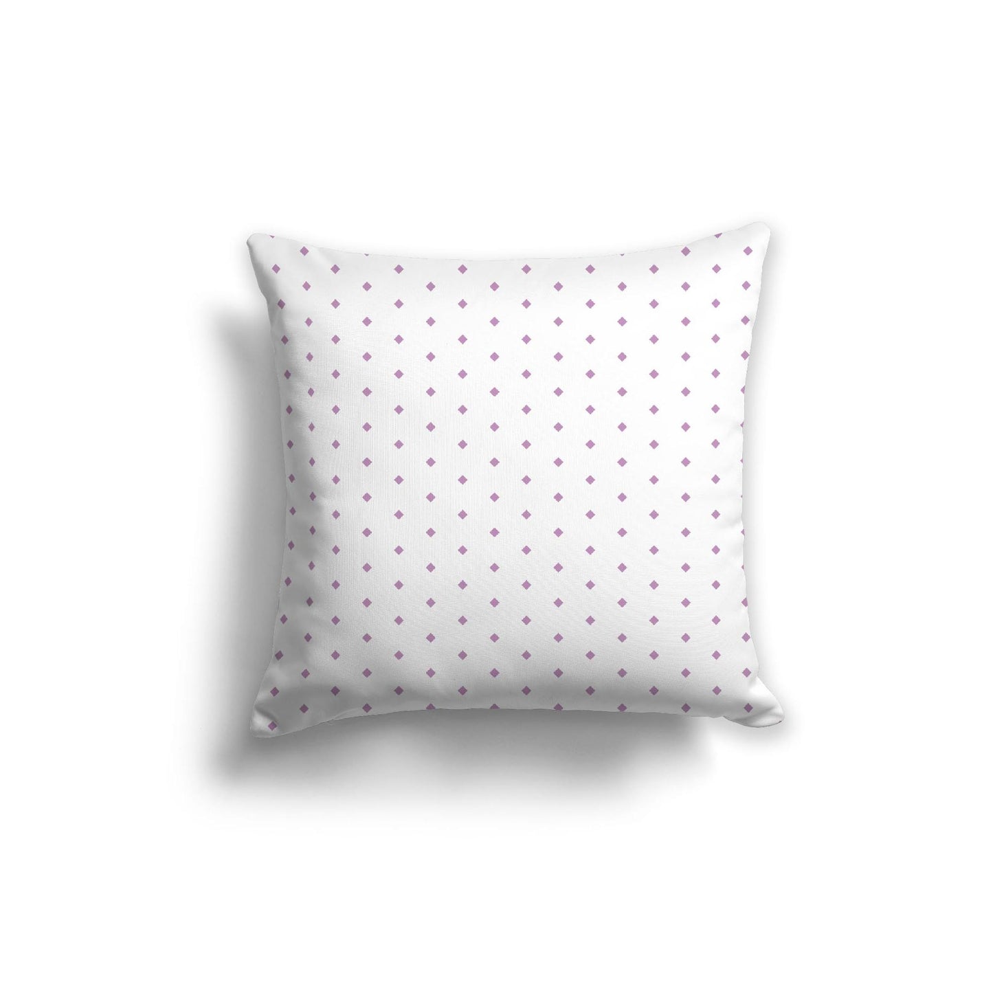 White Spun Polyester Throw Pillow with Fine Mauve Diamonds on Front 20 x 20 inches / 51 x 51 cm