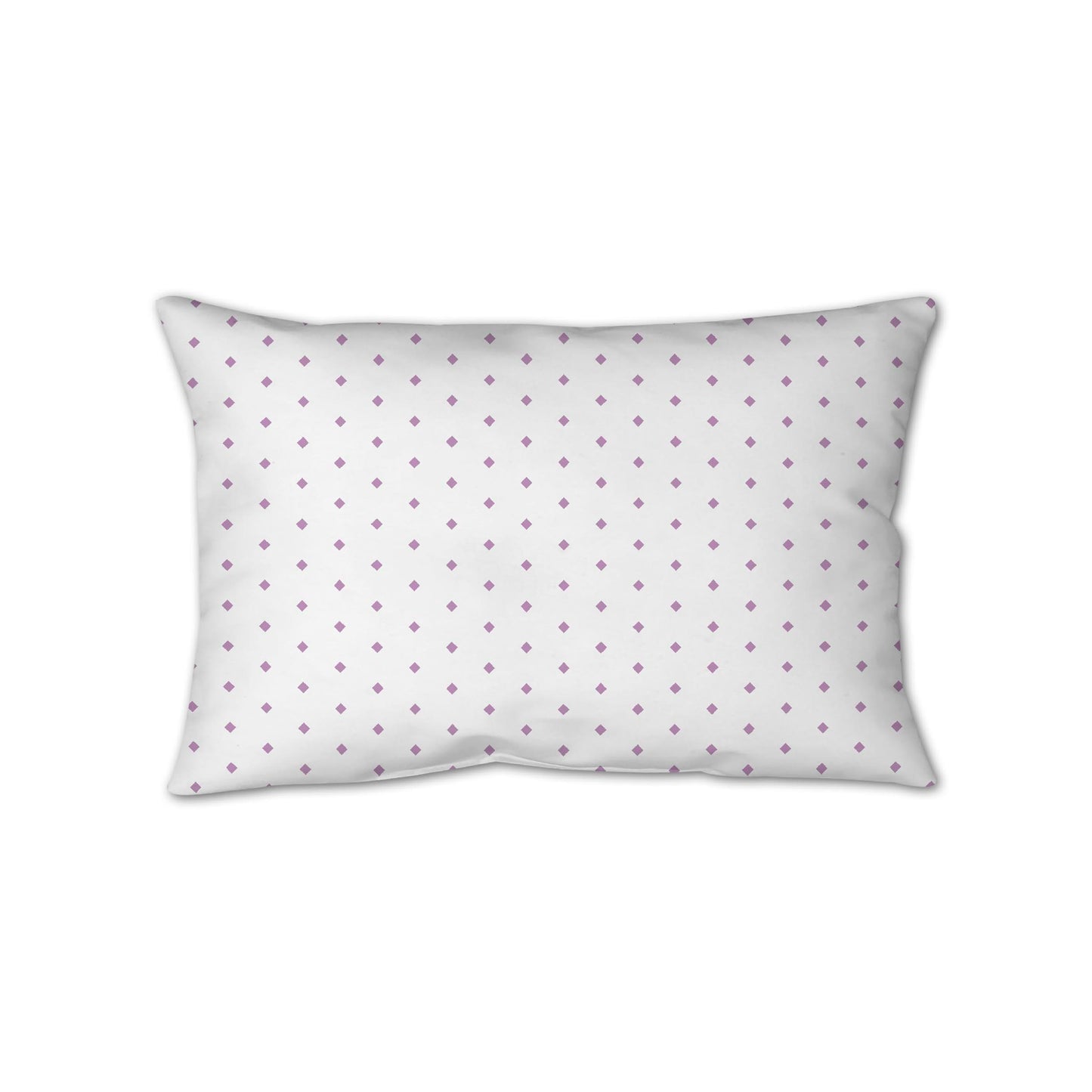 White Spun Polyester Throw Pillow with Fine Mauve Diamonds on Front 25 x 18 inches / 63.5 x 66 cm