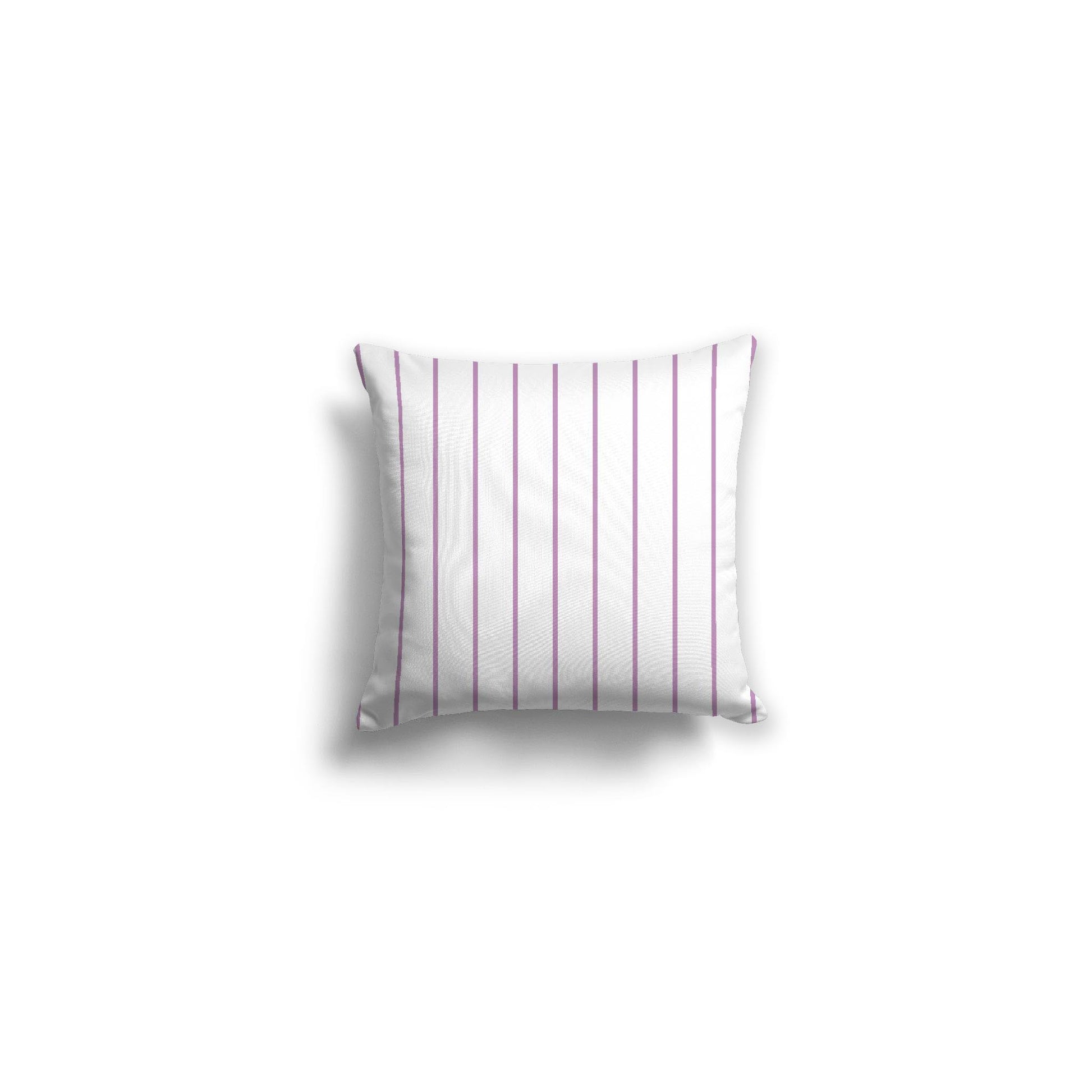 White Spun Polyester Throw Pillow with Fine Mauve Stripes on Front 14 x 14 inches / 36 x 36 cm