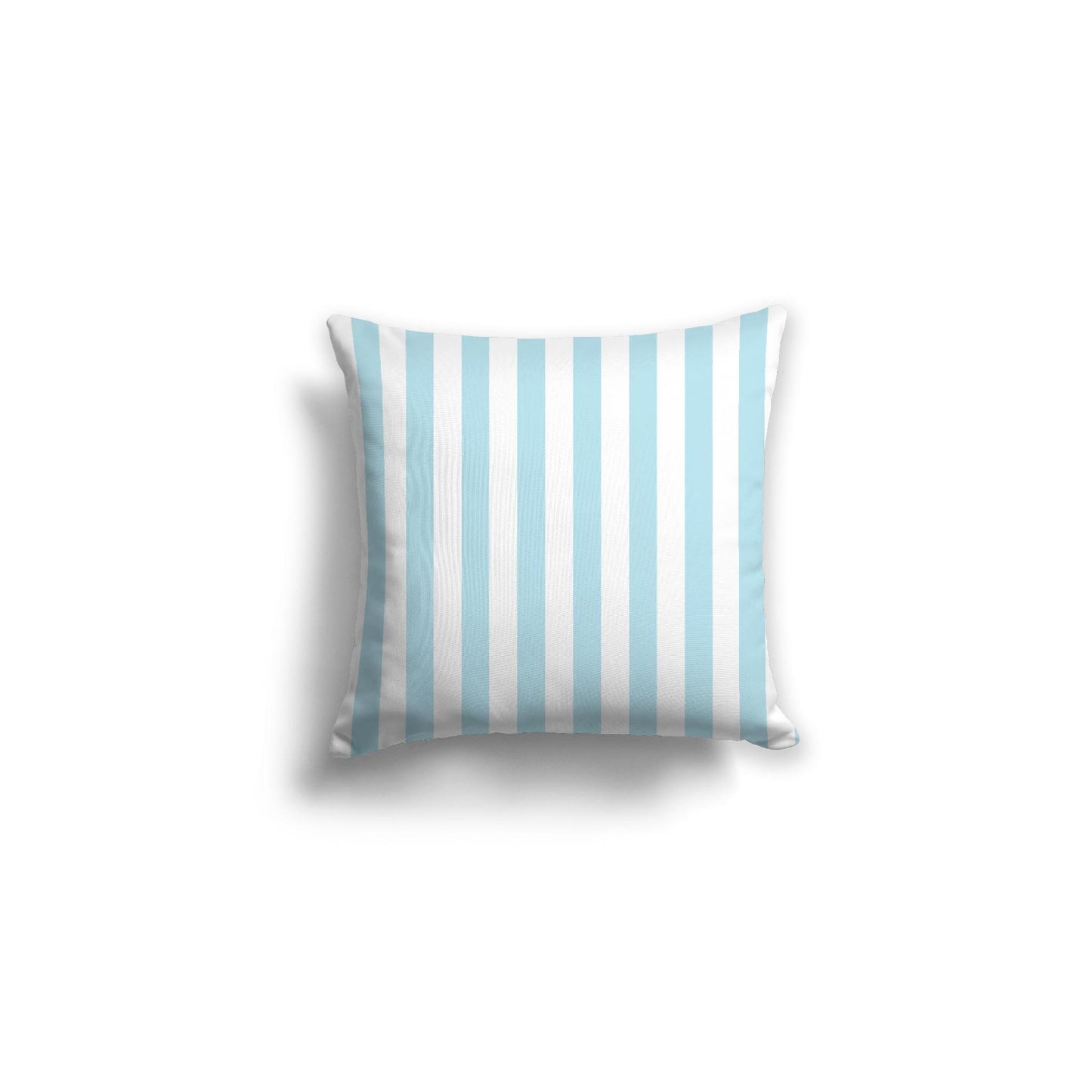 White Spun Polyester Throw Pillow with Light Blue Bars on Front 16 x 16 inches / 41 x 41 cm