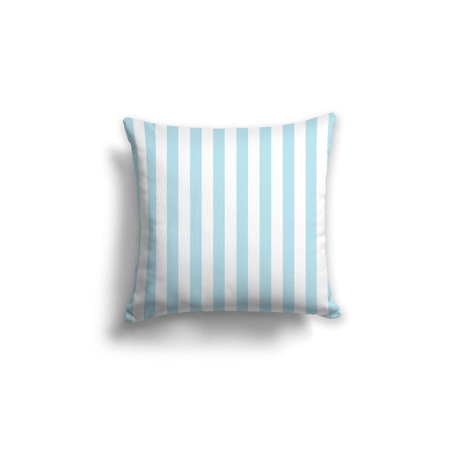 White Spun Polyester Throw Pillow with Light Blue Bars on Front 18 x 18 inches / 46 x 46 cm