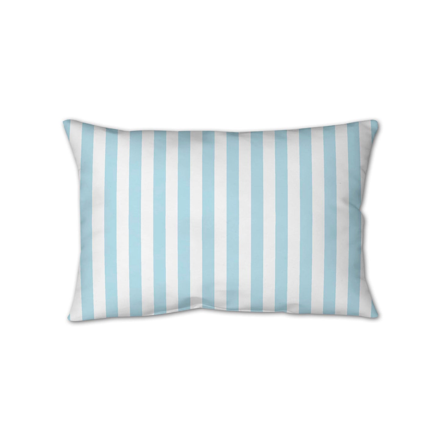 White Spun Polyester Throw Pillow with Light Blue Bars on Front 25 x 18 inches / 63.5 x 66 cm