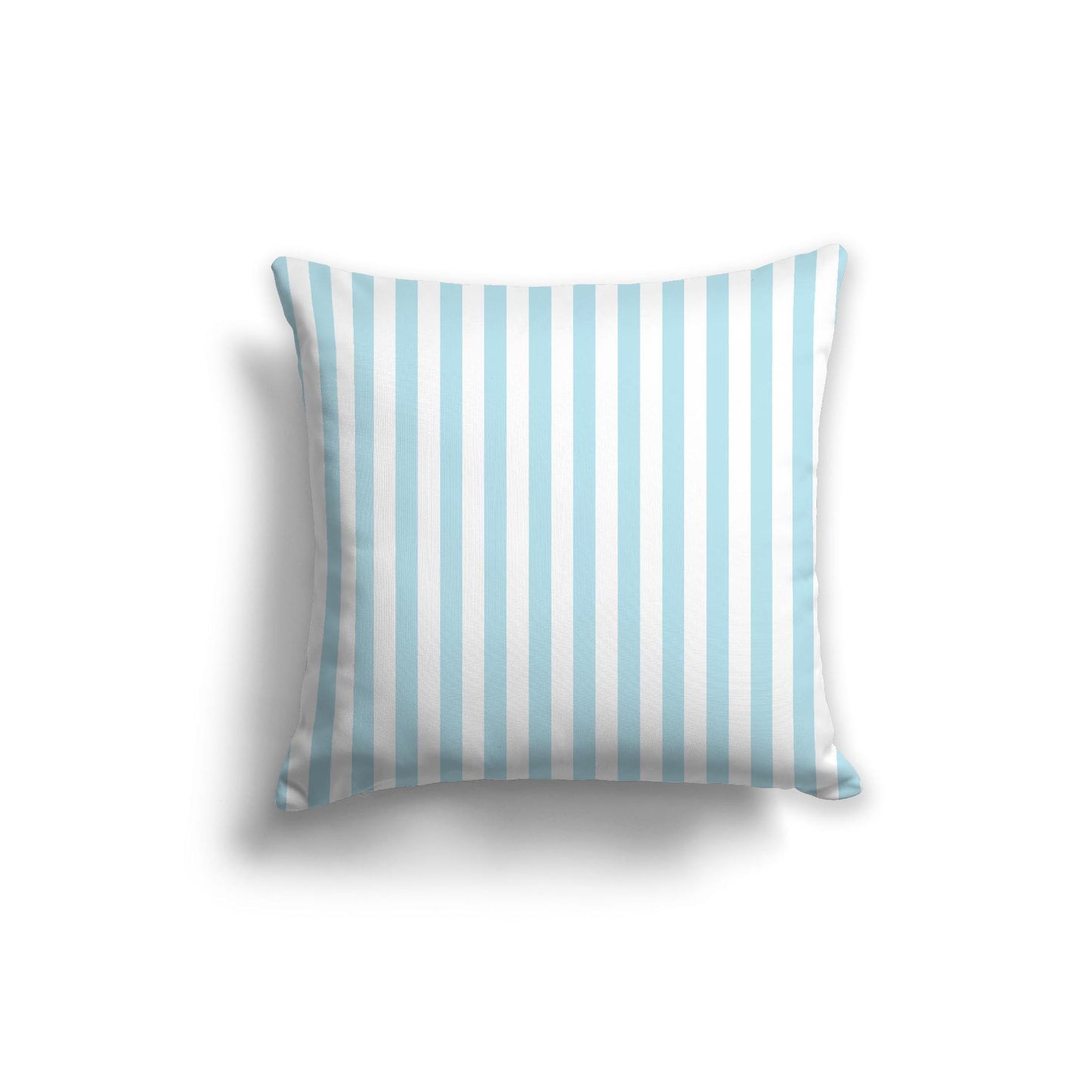 White Spun Polyester Throw Pillow with Light Blue Bars on Front 26 x 26 inches / 66 x 66 cm