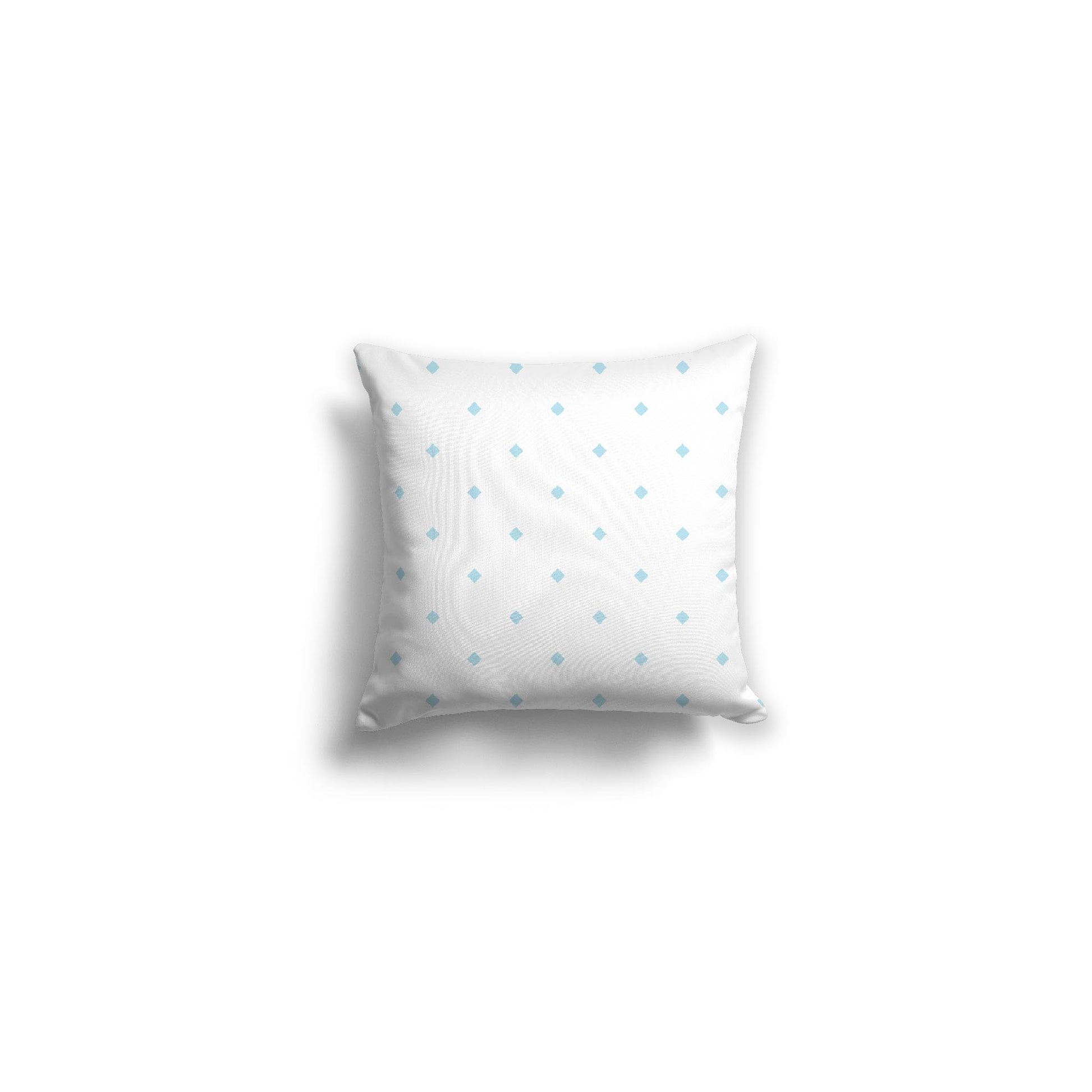 White Spun Polyester Throw Pillow with Light Blue Diamonds on Front 14 x 14 inches / 36 x 36 cm