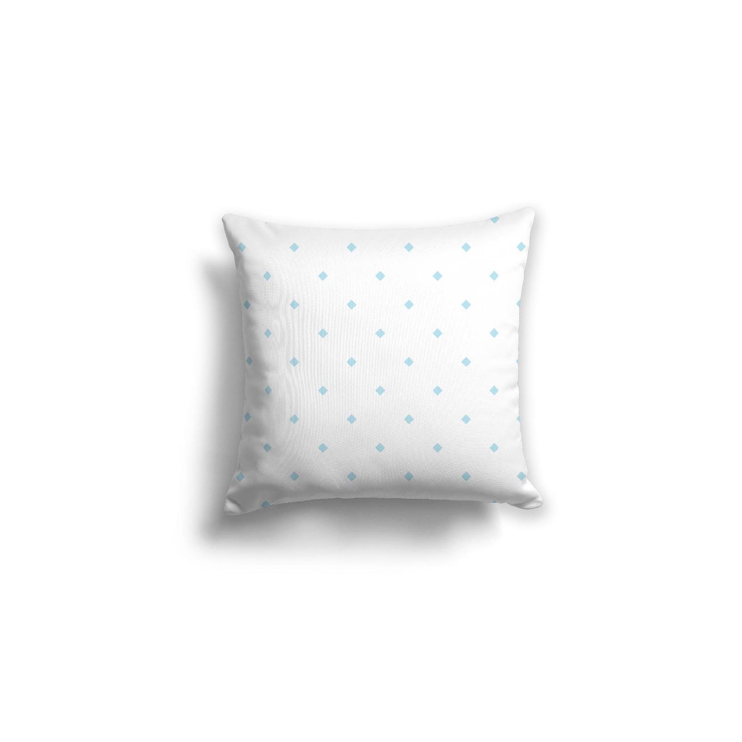 White Spun Polyester Throw Pillow with Light Blue Diamonds on Front 16 x 16 inches / 41 x 41 cm