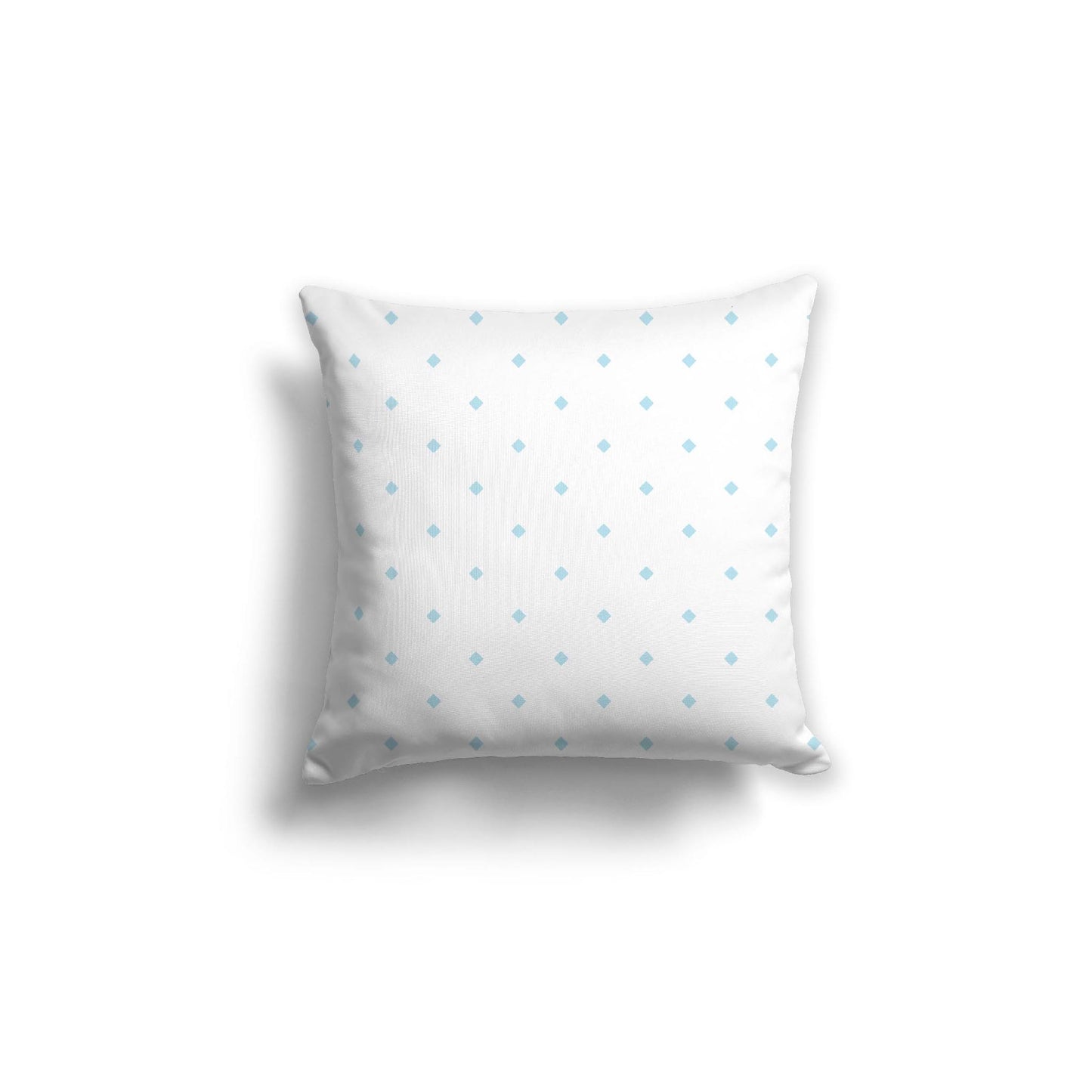 White Spun Polyester Throw Pillow with Light Blue Diamonds on Front 18 x 18 inches / 46 x 46 cm