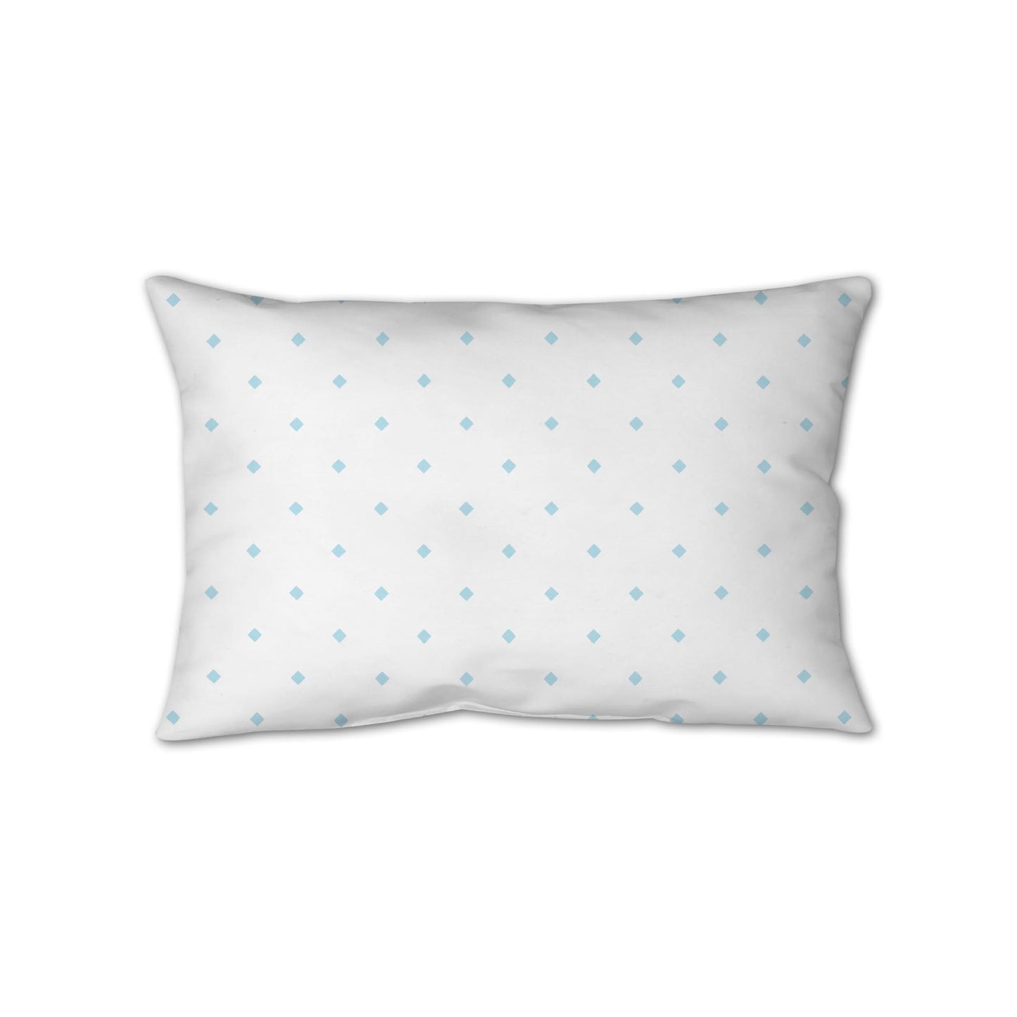 White Spun Polyester Throw Pillow with Light Blue Diamonds on Front 25 x 18 inches / 63.5 x 66 cm