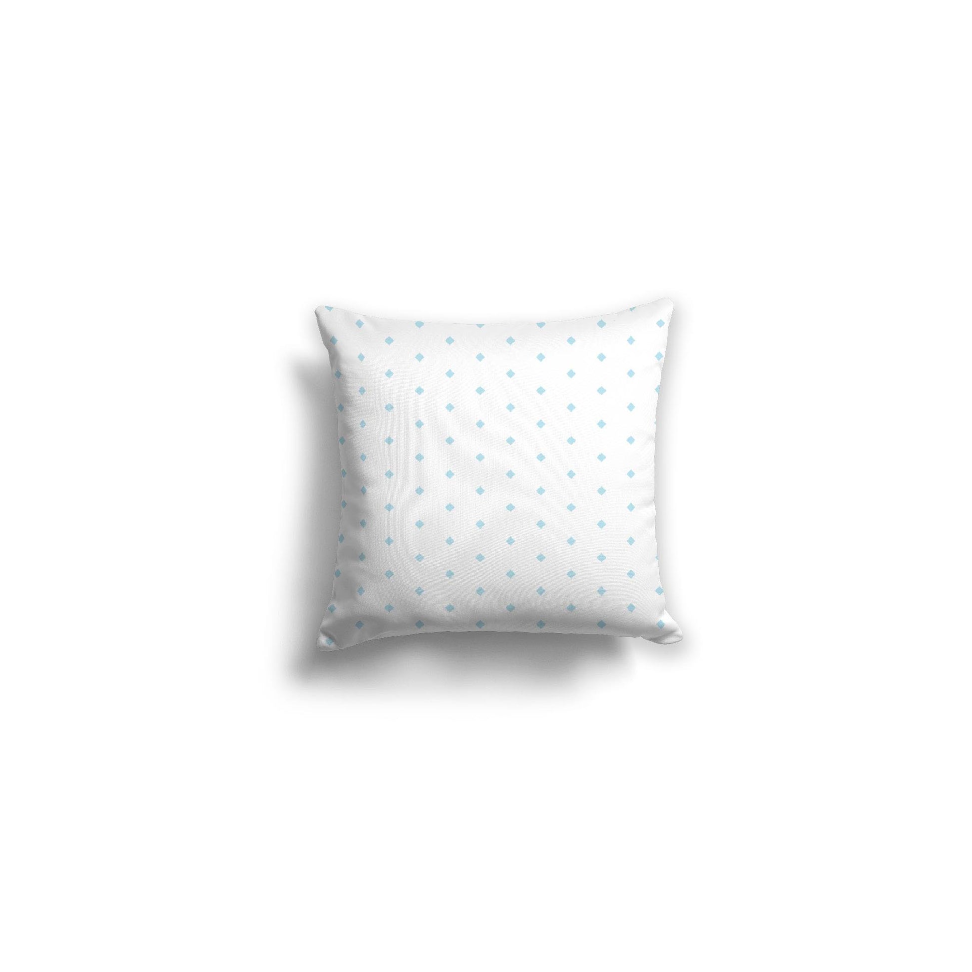 White Spun Polyester Throw Pillow with Fine Light Blue Diamonds on Front 14 x 14 inches / 36 x 36 cm
