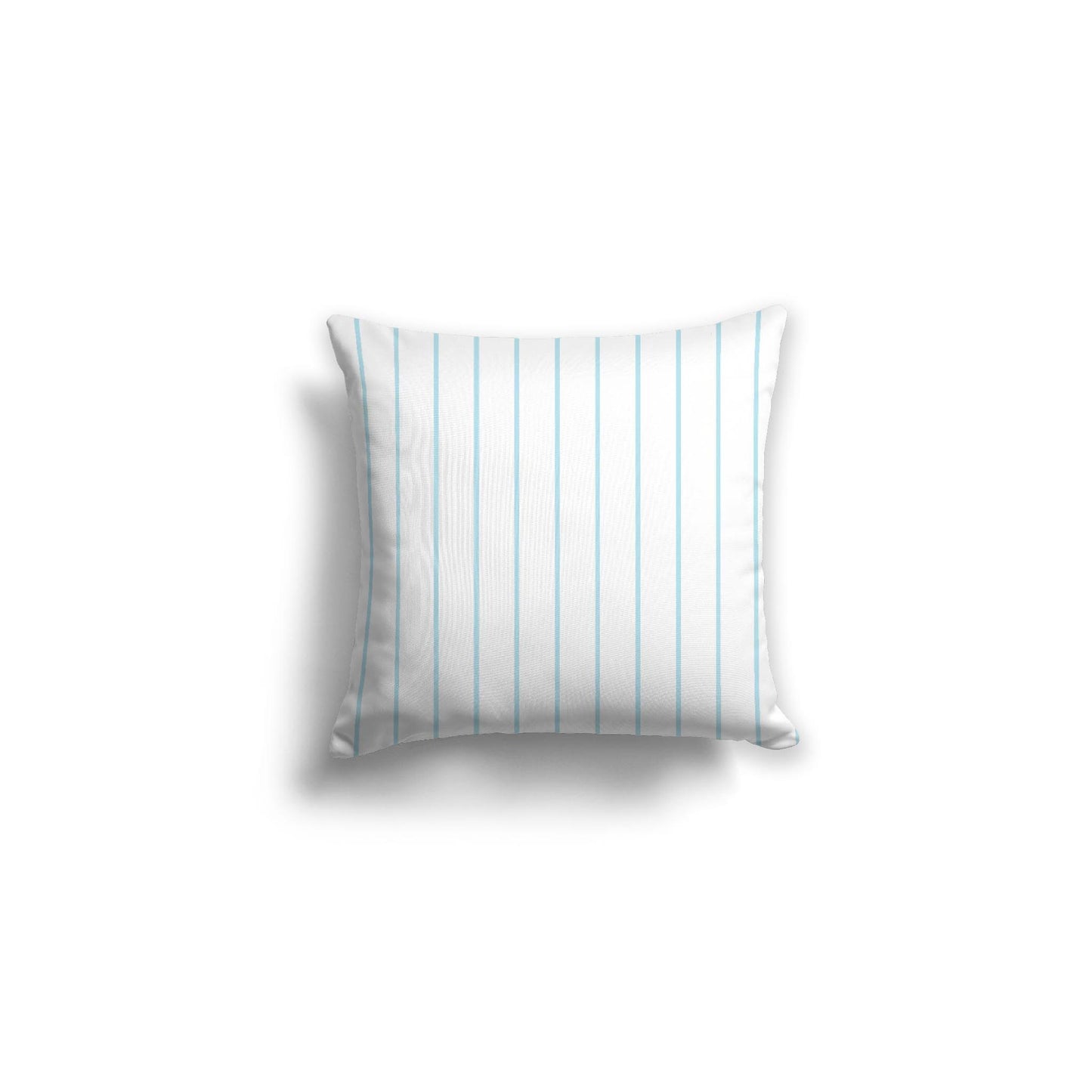 White Spun Polyester Throw Pillow with Fine Light Blue Stripes on Front 16 x 16 inches / 41 x 41 cm