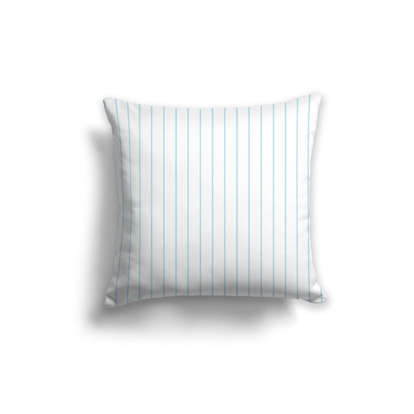 White Spun Polyester Throw Pillow with Fine Light Blue Stripes on Front 26 x 26 inches / 66 x 66 cm