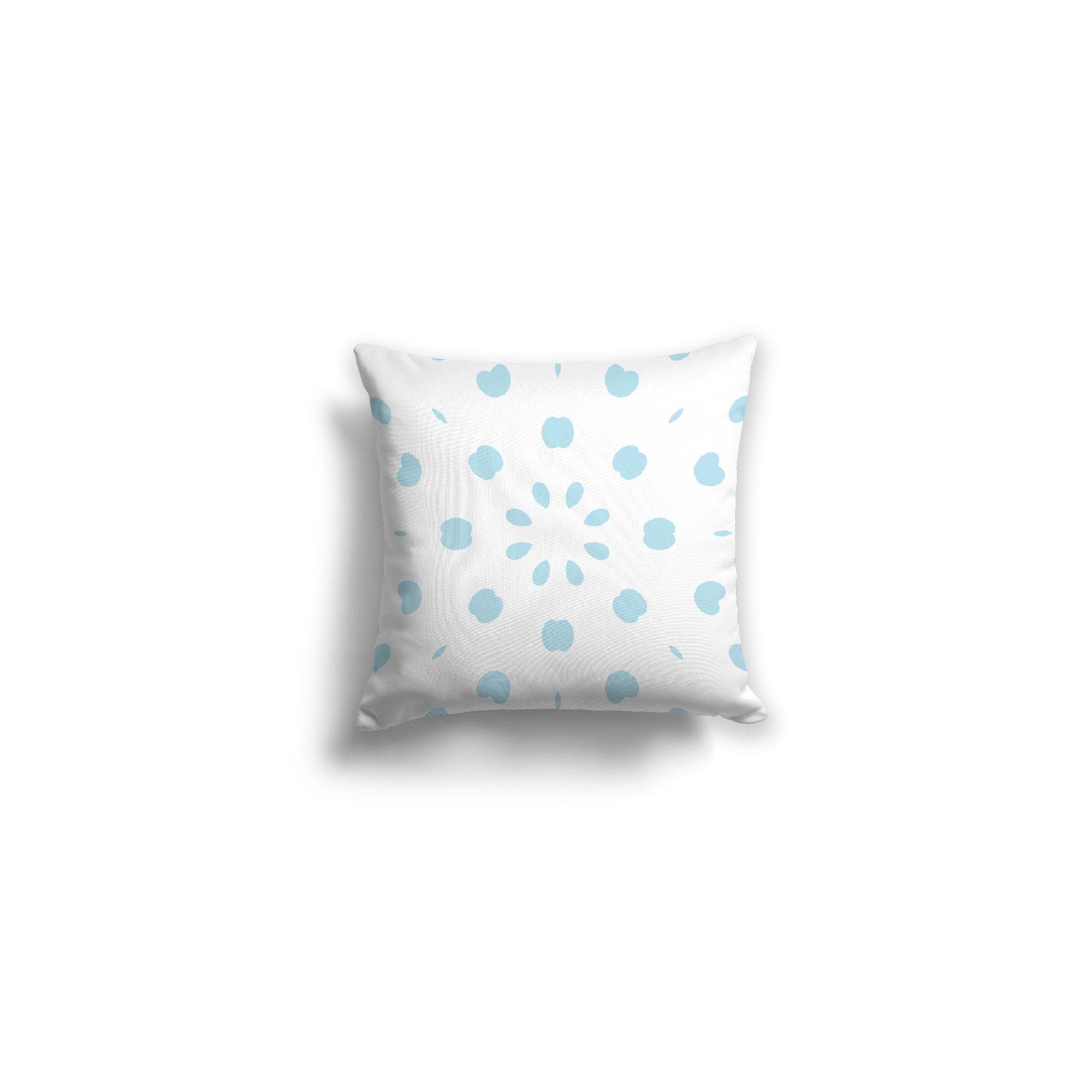 White Spun Polyester Throw Pillow with Light Blue Burst Pattern on Front 14 x 14 inches / 36 x 36 cm
