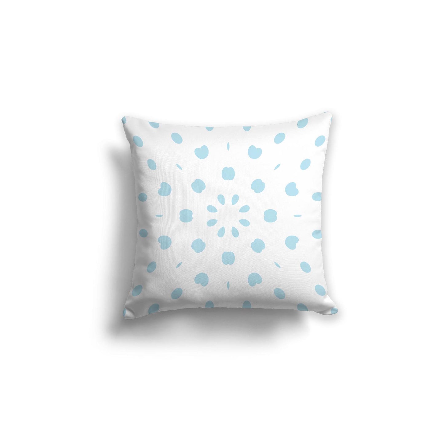 White Spun Polyester Throw Pillow with Light Blue Burst Pattern on Front 18 x 18 inches / 46 x 46 cm