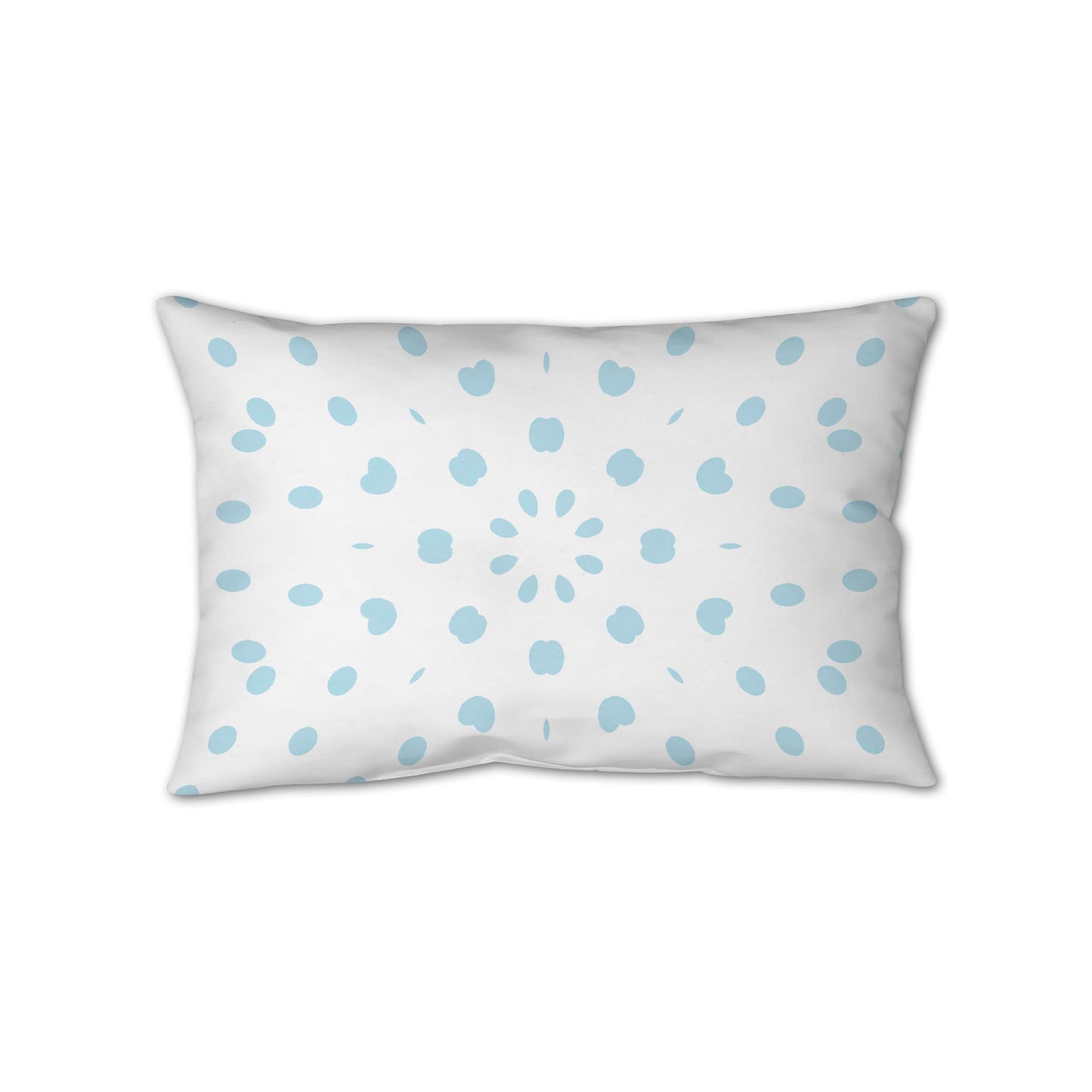White Spun Polyester Throw Pillow with Light Blue Burst Pattern on Front 25 x 18 inches / 63.5 x 66 cm