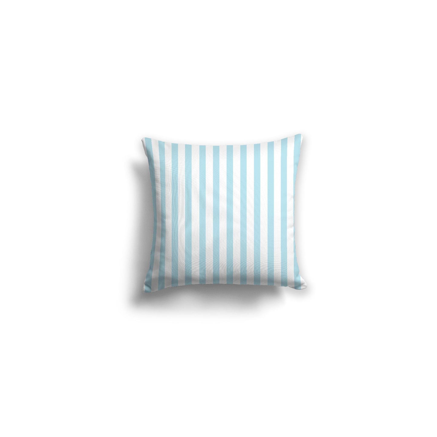 White Spun Polyester Throw Pillow with Thin Light Blue Bars on Front 14 x 14 inches / 36 x 36 cm