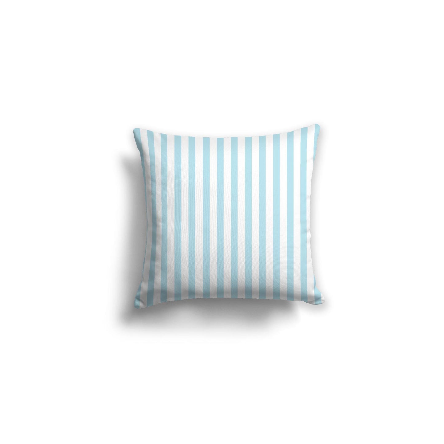 White Spun Polyester Throw Pillow with Thin Light Blue Bars on Front 16 x 16 inches / 41 x 41 cm
