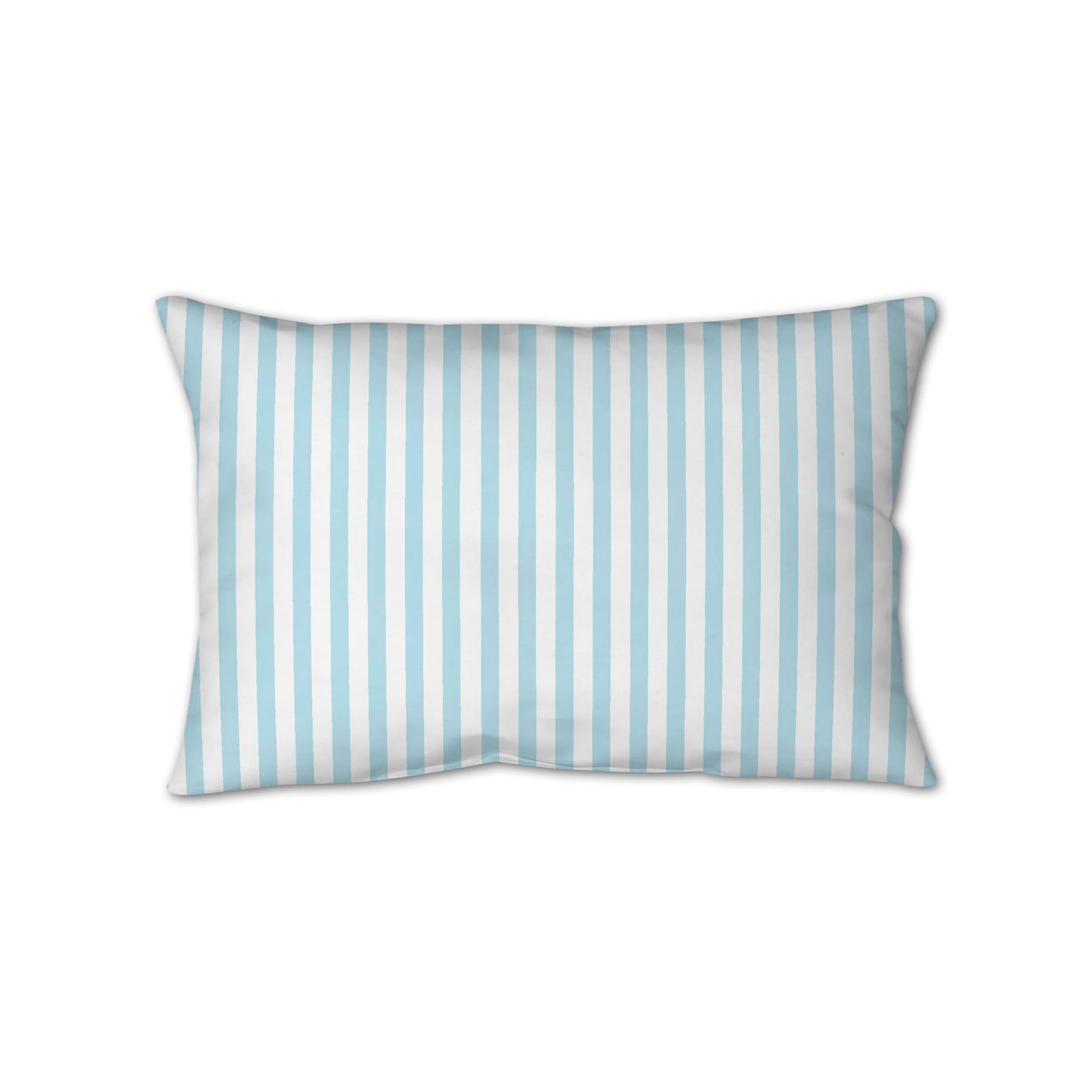 White Spun Polyester Throw Pillow with Thin Light Blue Bars on Front 25 x 18 inches / 63.5 x 66 cm