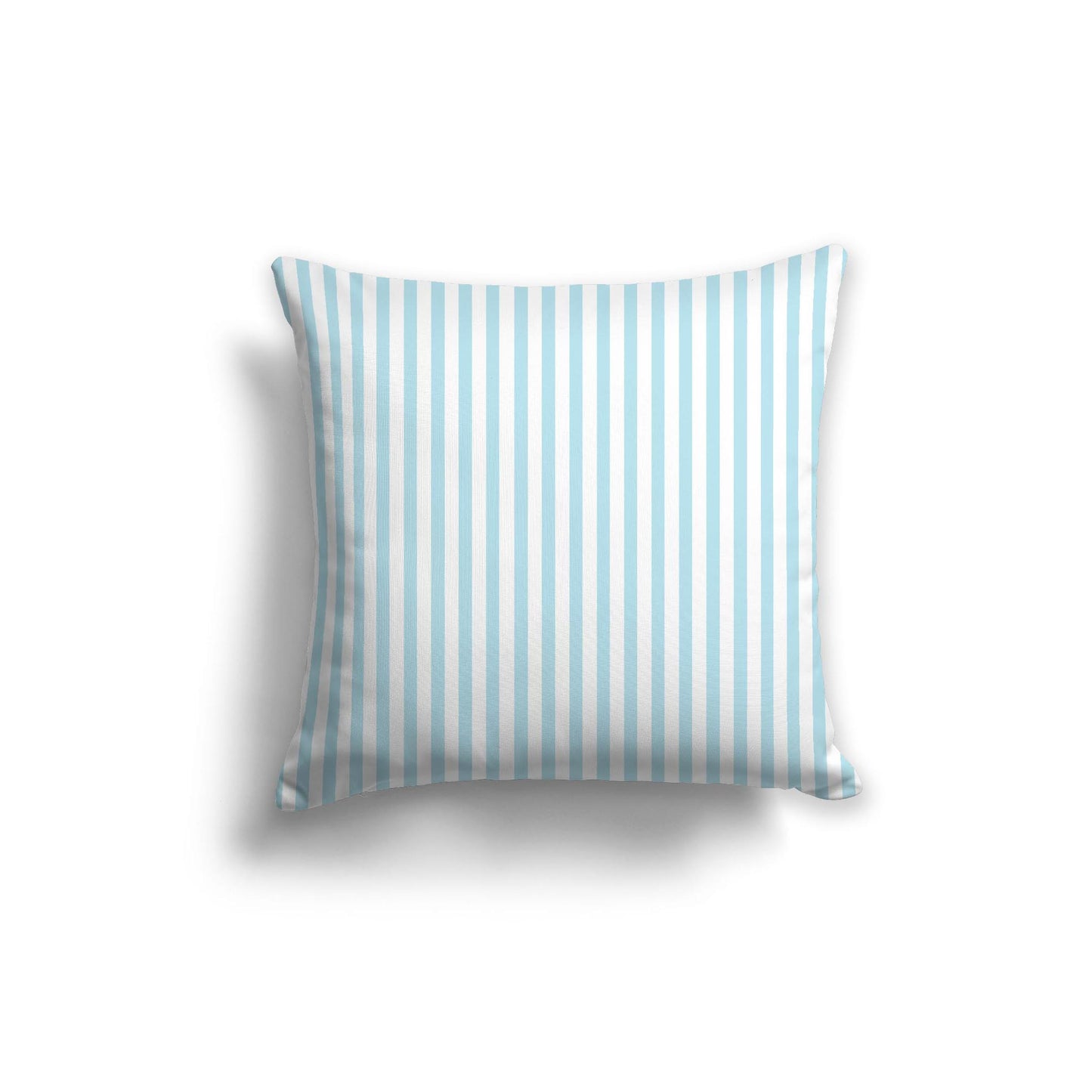 White Spun Polyester Throw Pillow with Thin Light Blue Bars on Front 26 x 26 inches / 66 x 66 cm