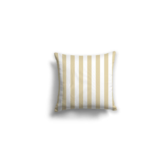 White Spun Polyester Throw Pillow with Tan Bars on Front | 14 x 14 inches 